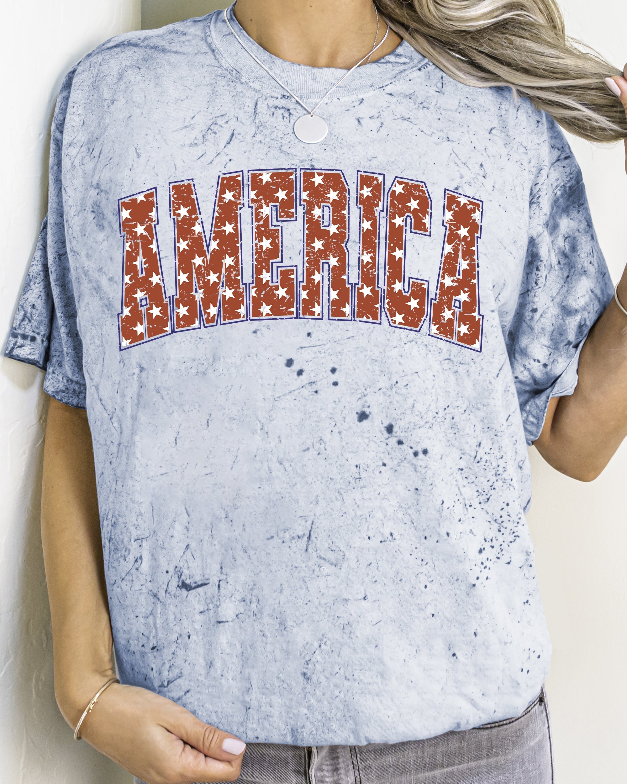 America Patriotic Red Stars 4th of July Color Blast Vintage Edition Comfort Colors Tee