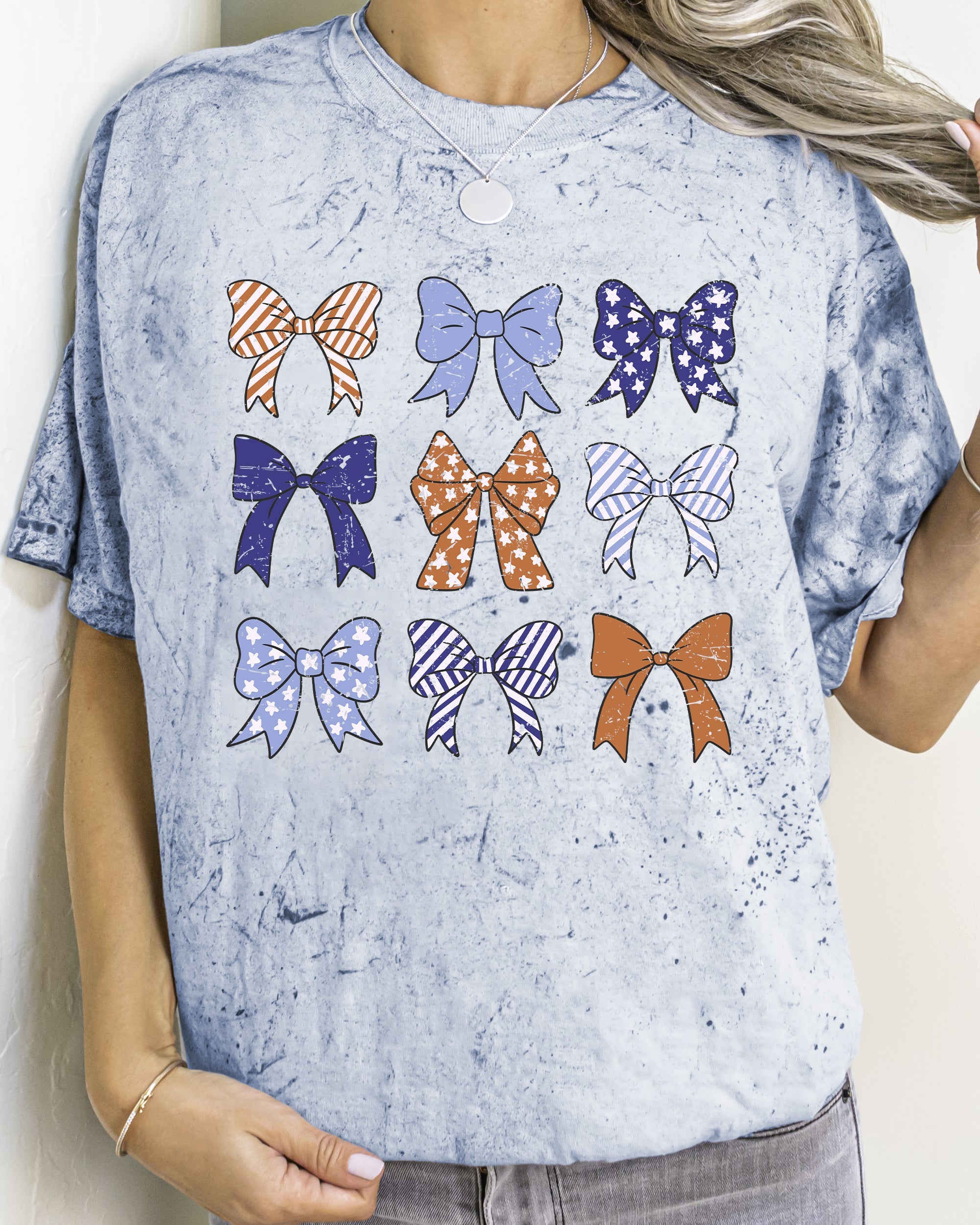 American Bows Ribbon Coquette USA Vintage Color Blast Graphic Comfort Colors Tee