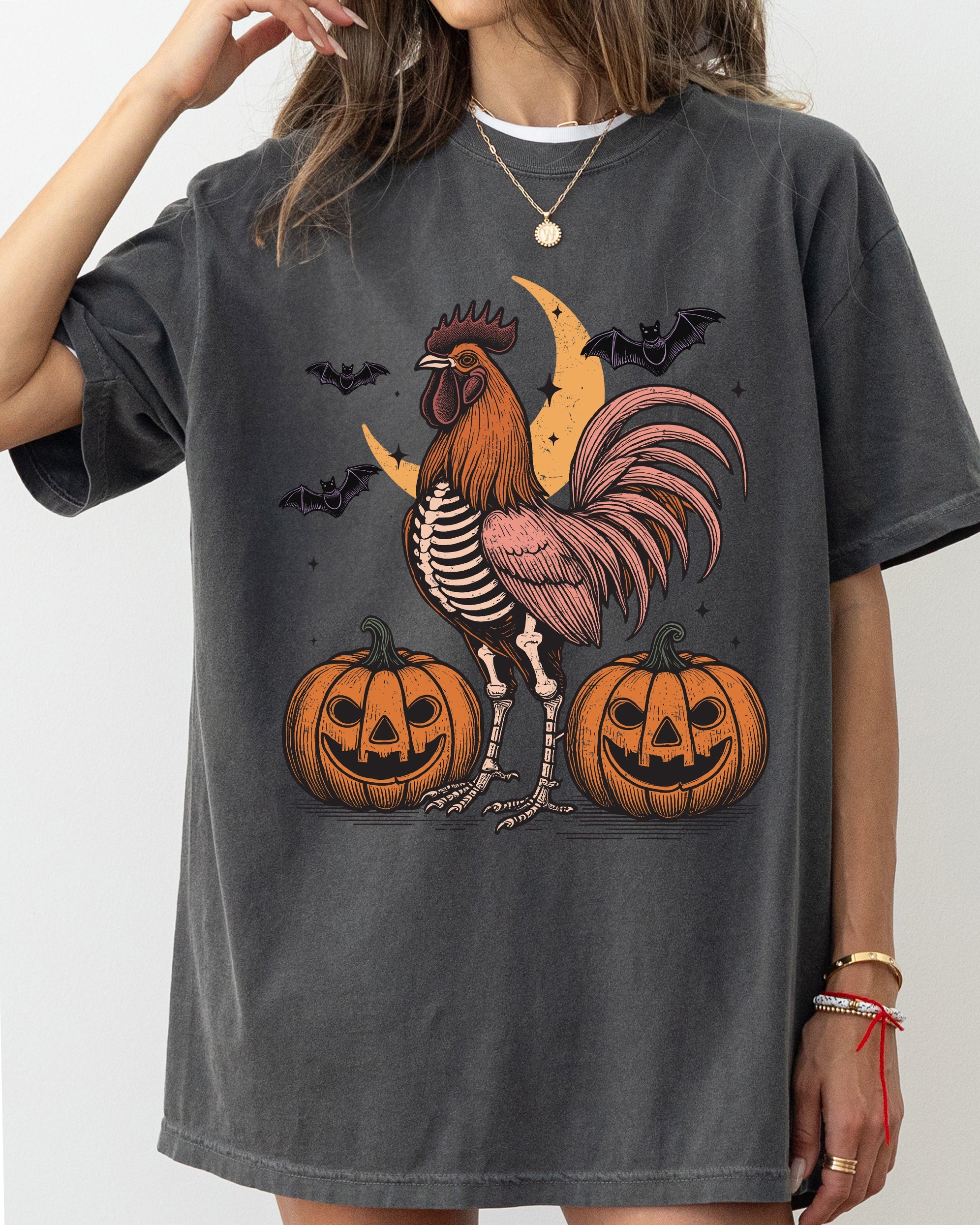 Rooster Vintage Farm Animal Lover Ghost Western Witch Meme Halloween Comfort Colors Tee