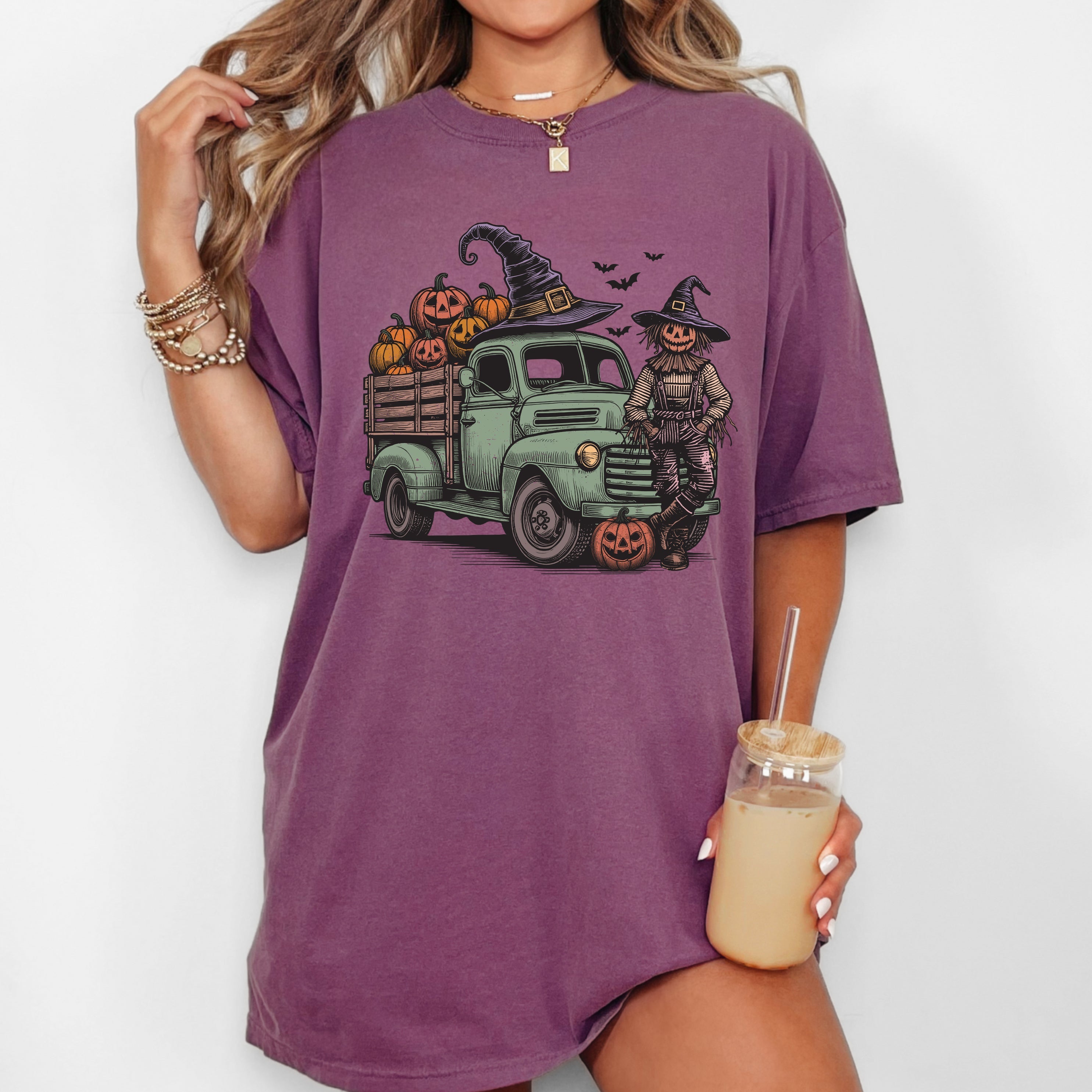 Scarecrow Pumpkin Ghost Western Witch Aesthetic Meme Halloween Costume Vintage Vibe Comfort Colors Tee