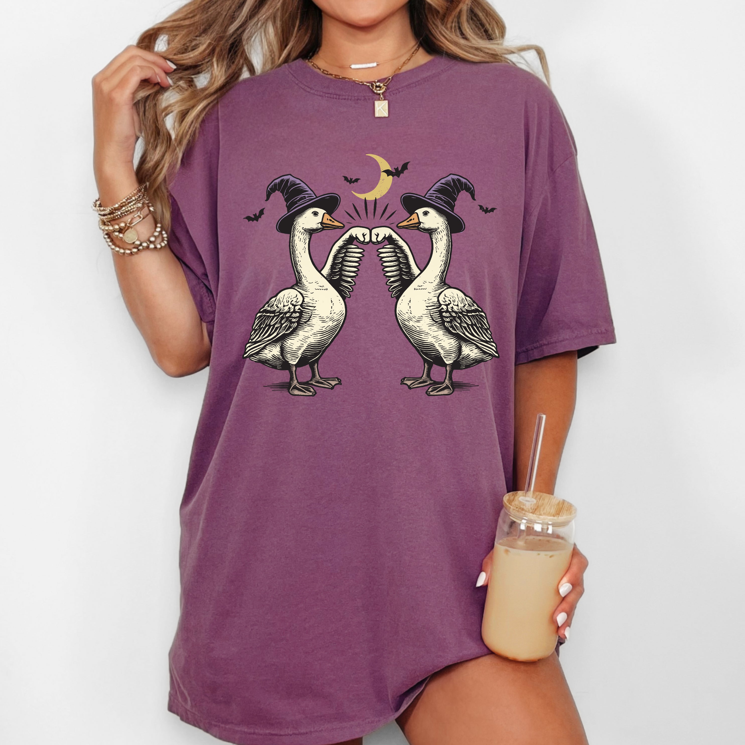 Geese Duck Vintage Ghost Western Witch Halloween Costume Graphic Comfort Colors Tee