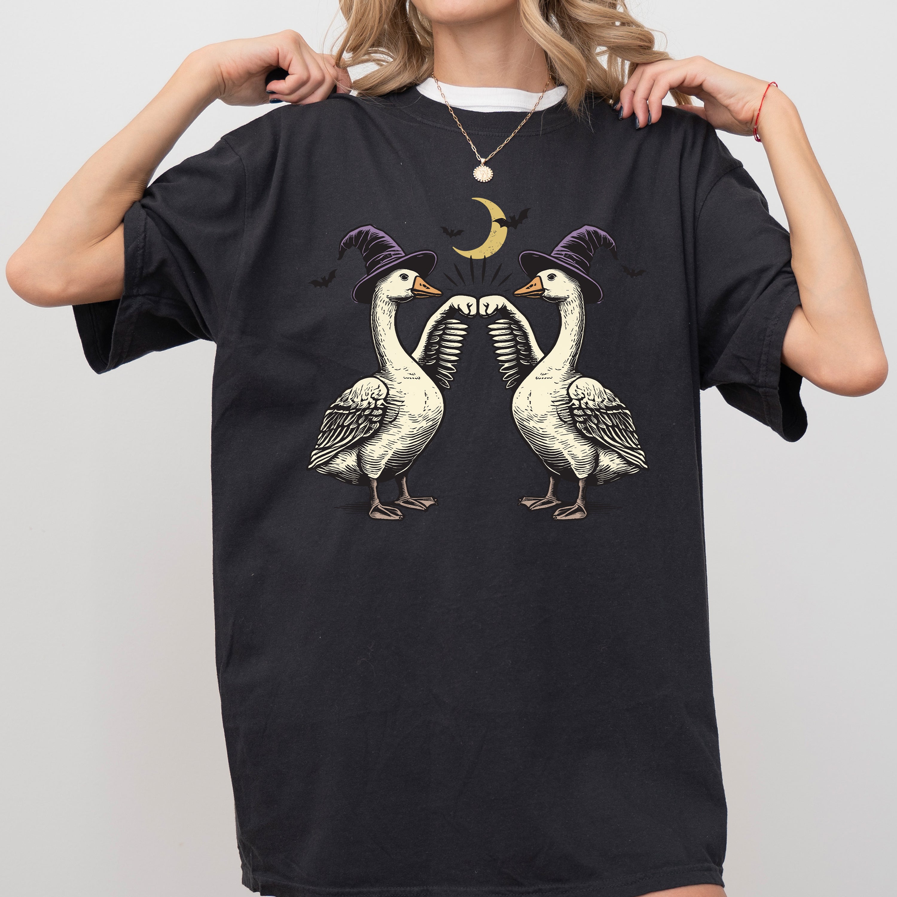 Geese Duck Vintage Ghost Western Witch Halloween Costume Graphic Comfort Colors Tee