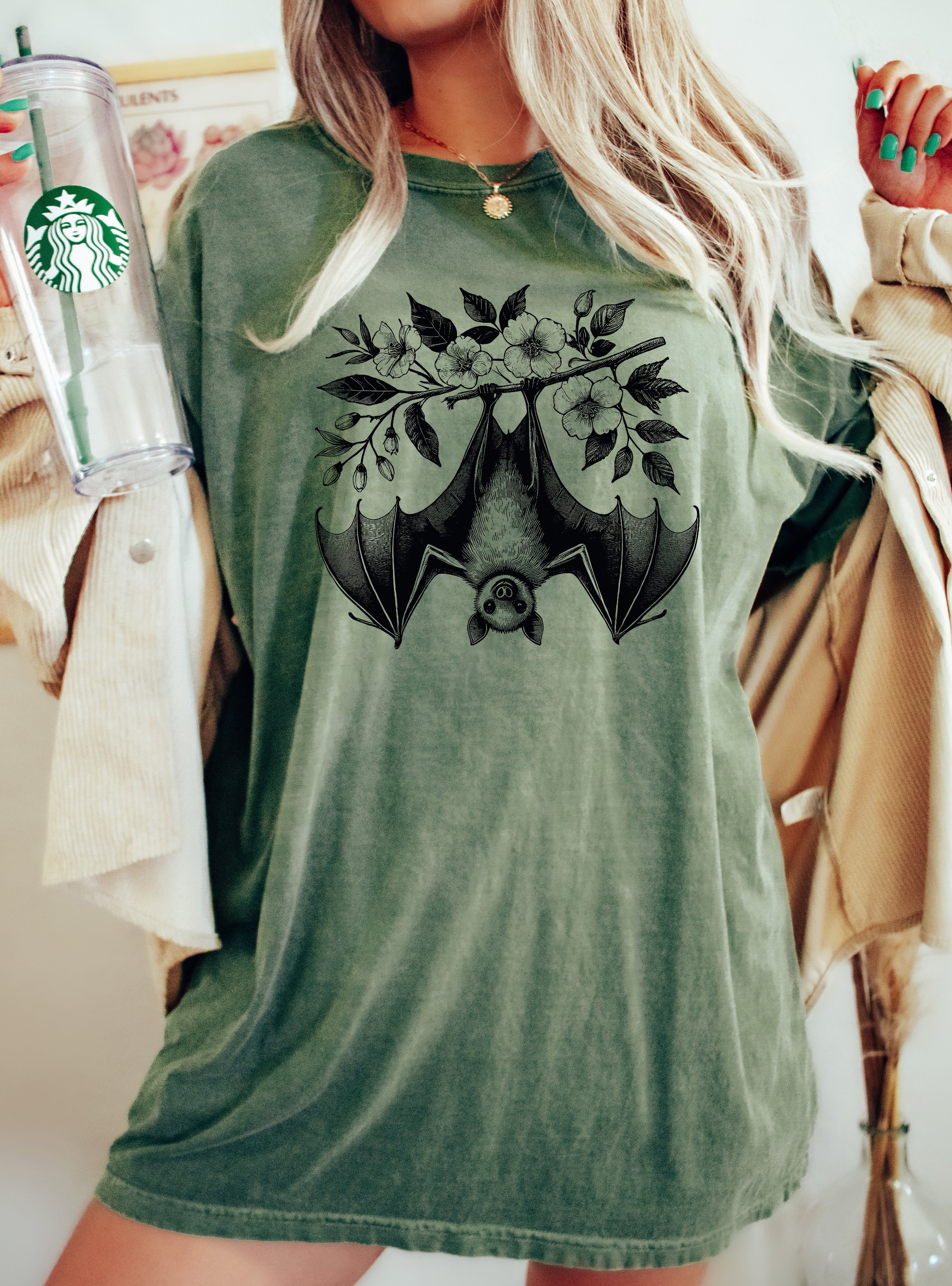 Hanging Bat Ghost Western Witch Halloween Meme Costume Vintage Spooky Comfort Colors Tee