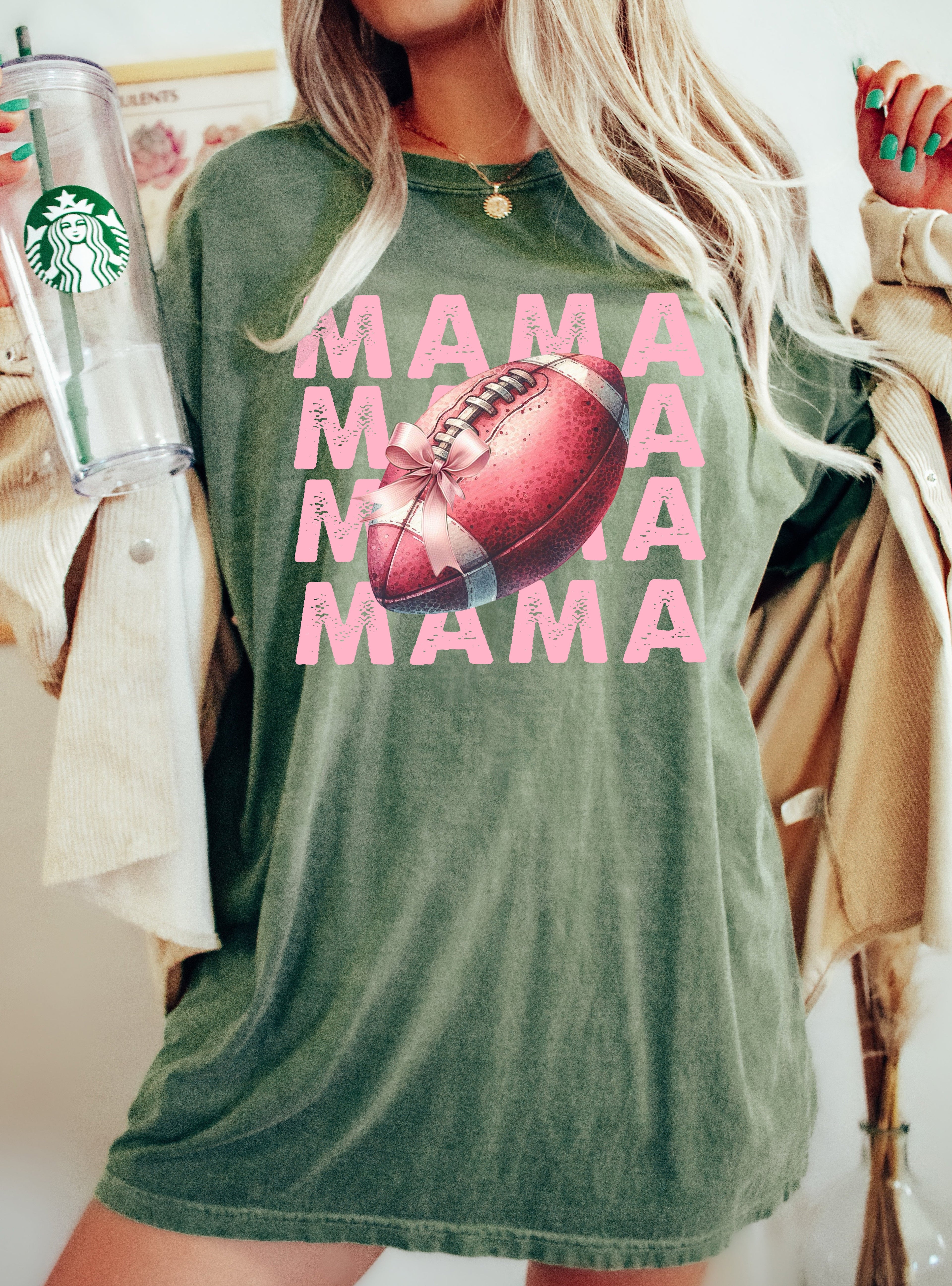 Mama Football Vintage Ghost Western Witch Aesthetic Meme Halloween Costume Comfort Colors Tee