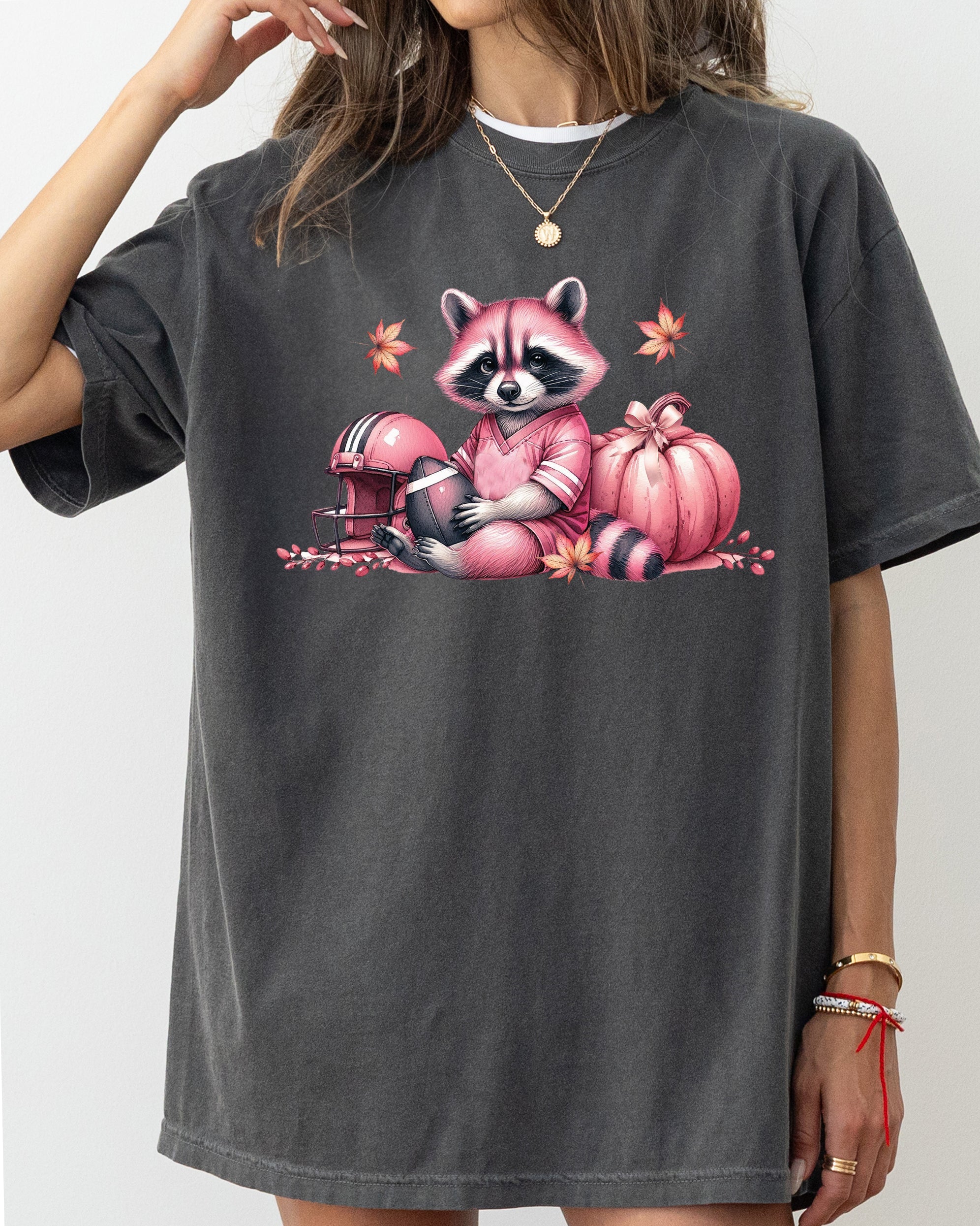 Raccoon Football Vintage Pumpkin Western Witch Meme Halloween Costume Comfort Colors Tee