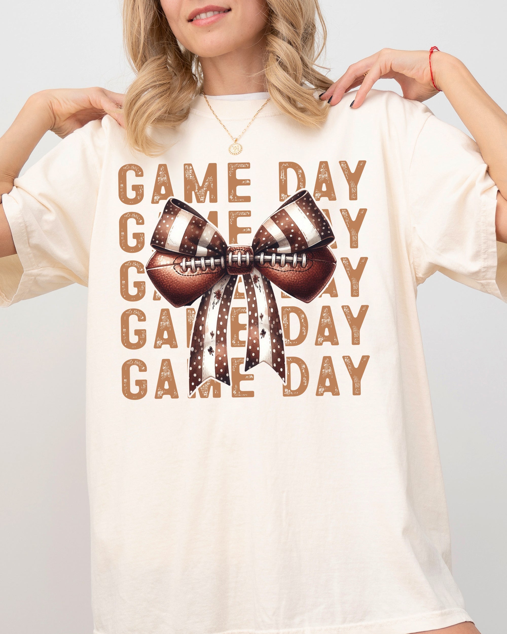 Game Day Football Bow Ribbon Vintage Western Witch Meme Halloween Comfort Colors Tee