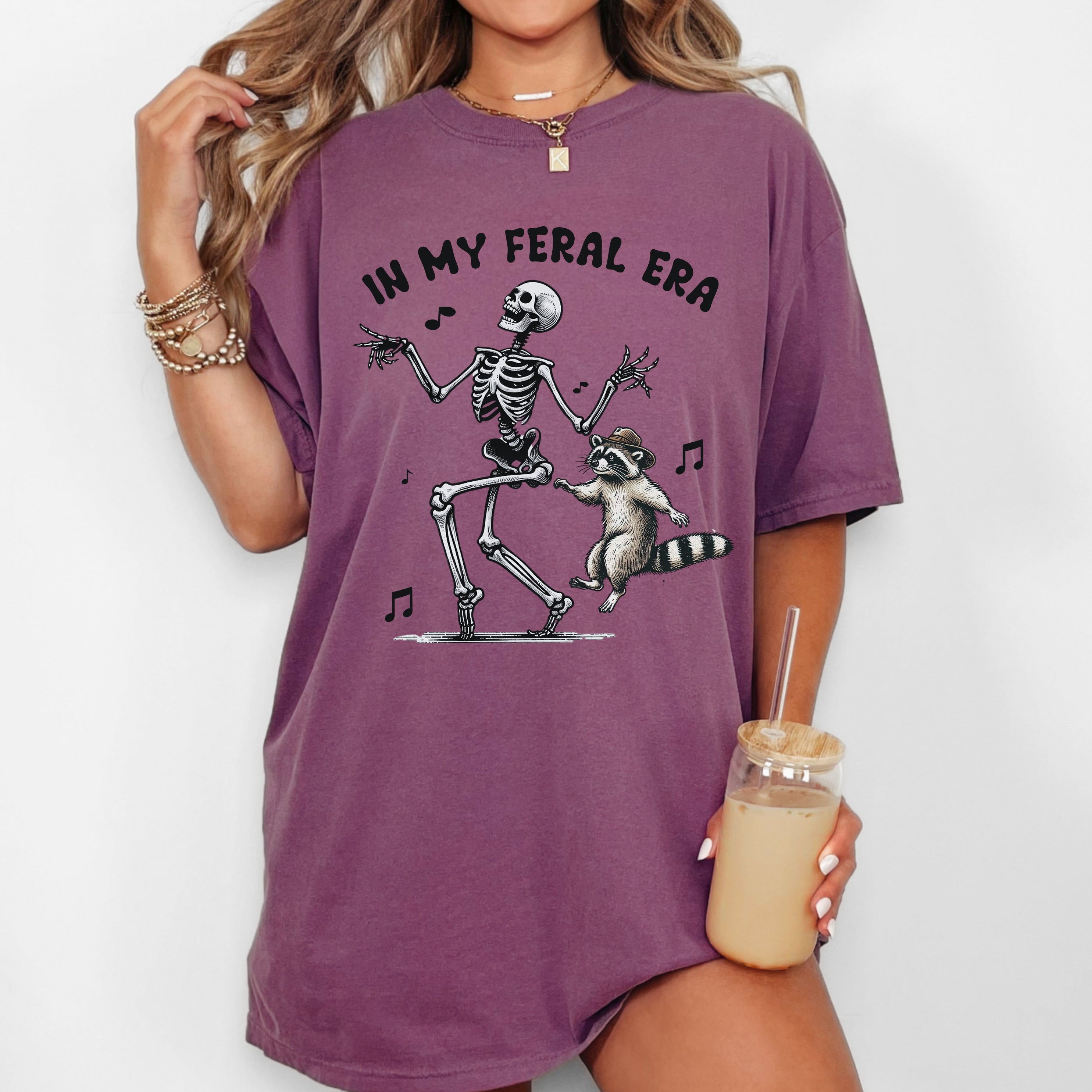 In My Feral Era Skeleton Ghost Vintage Western Witch Meme Halloween Costume Comfort Colors Tee