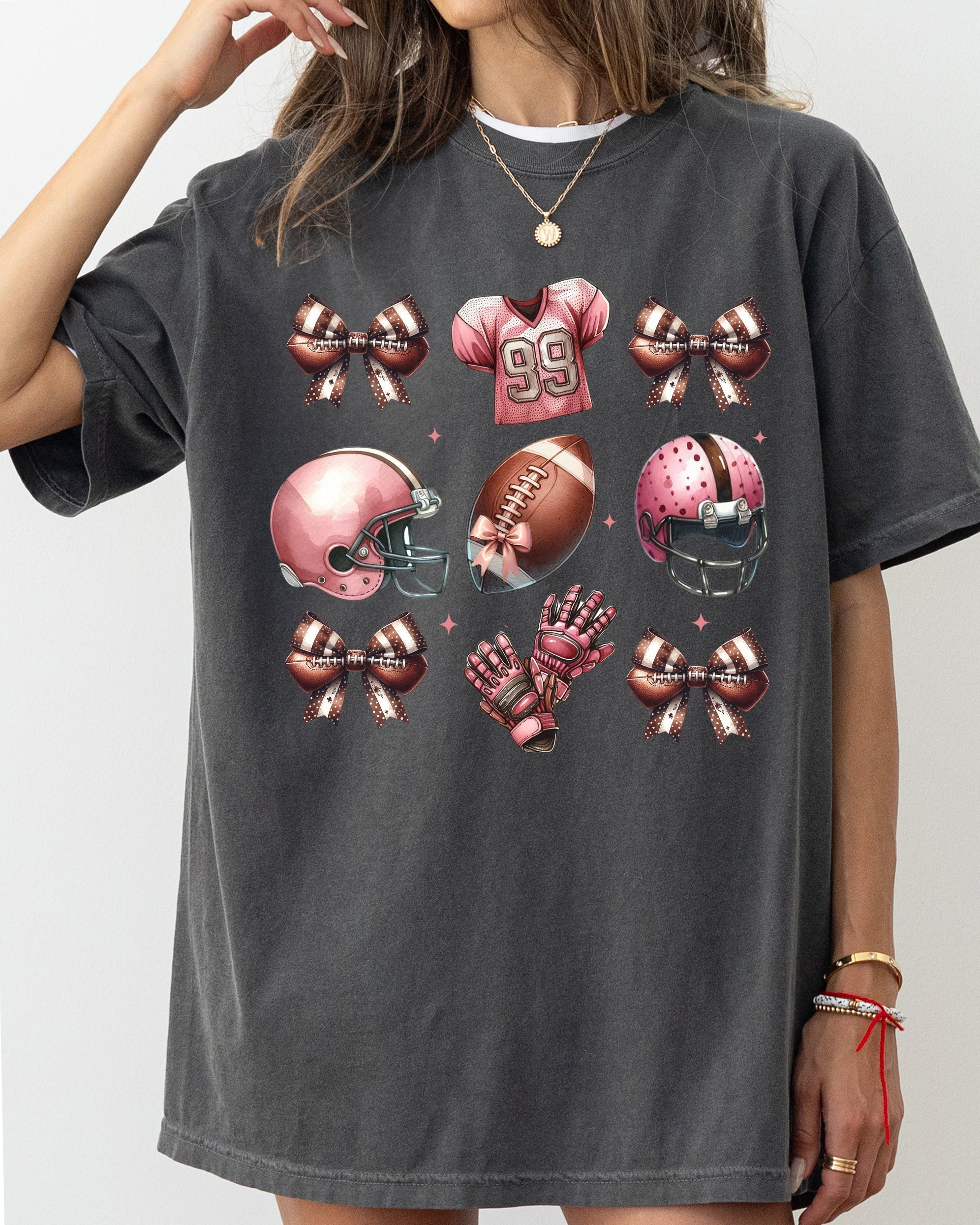 Football Icons Bow Ribbon Skeleton Ghost Vintage Western Witch Halloween Costume Comfort Colors Tee