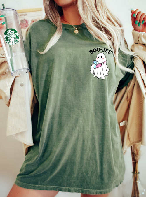 Boojee Ghost Vintage Pocket Western Witch Aesthetic Meme Halloween Costume Comfort Colors Tee
