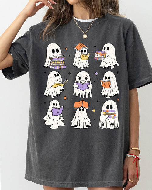Book Lover Ghosts Reading Western Witch Meme Halloween Costume Comfort Colors Tee