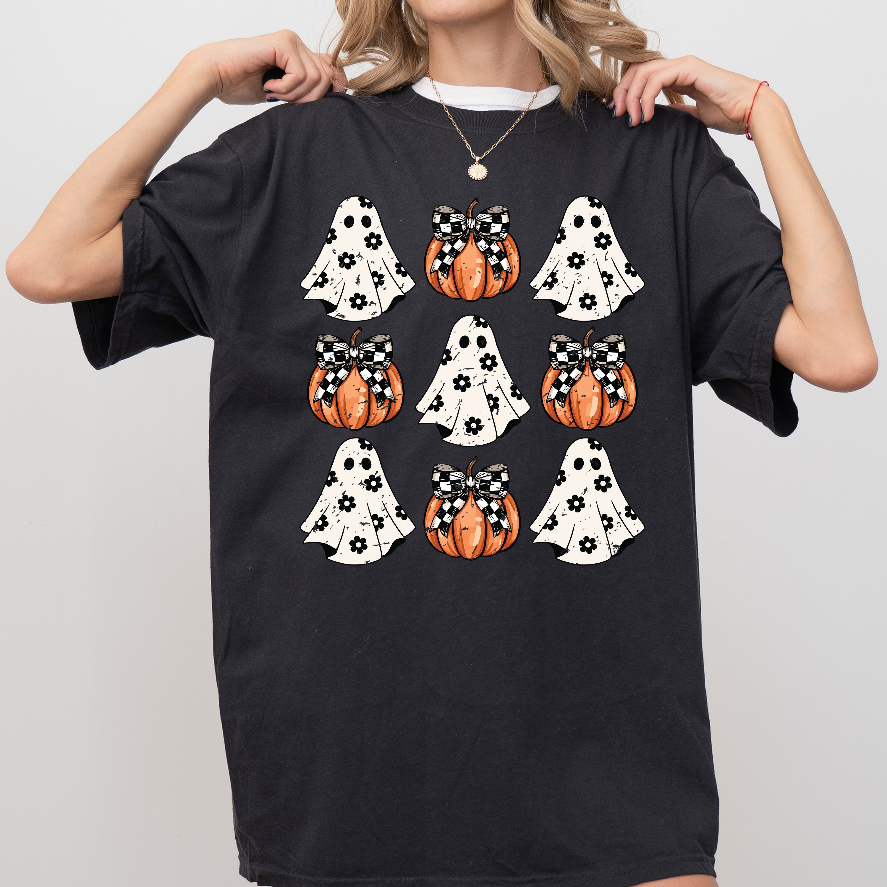 Mini Ghosts And Pumpkins Western Witch Halloween Limited Edition Comfort Colors Tee