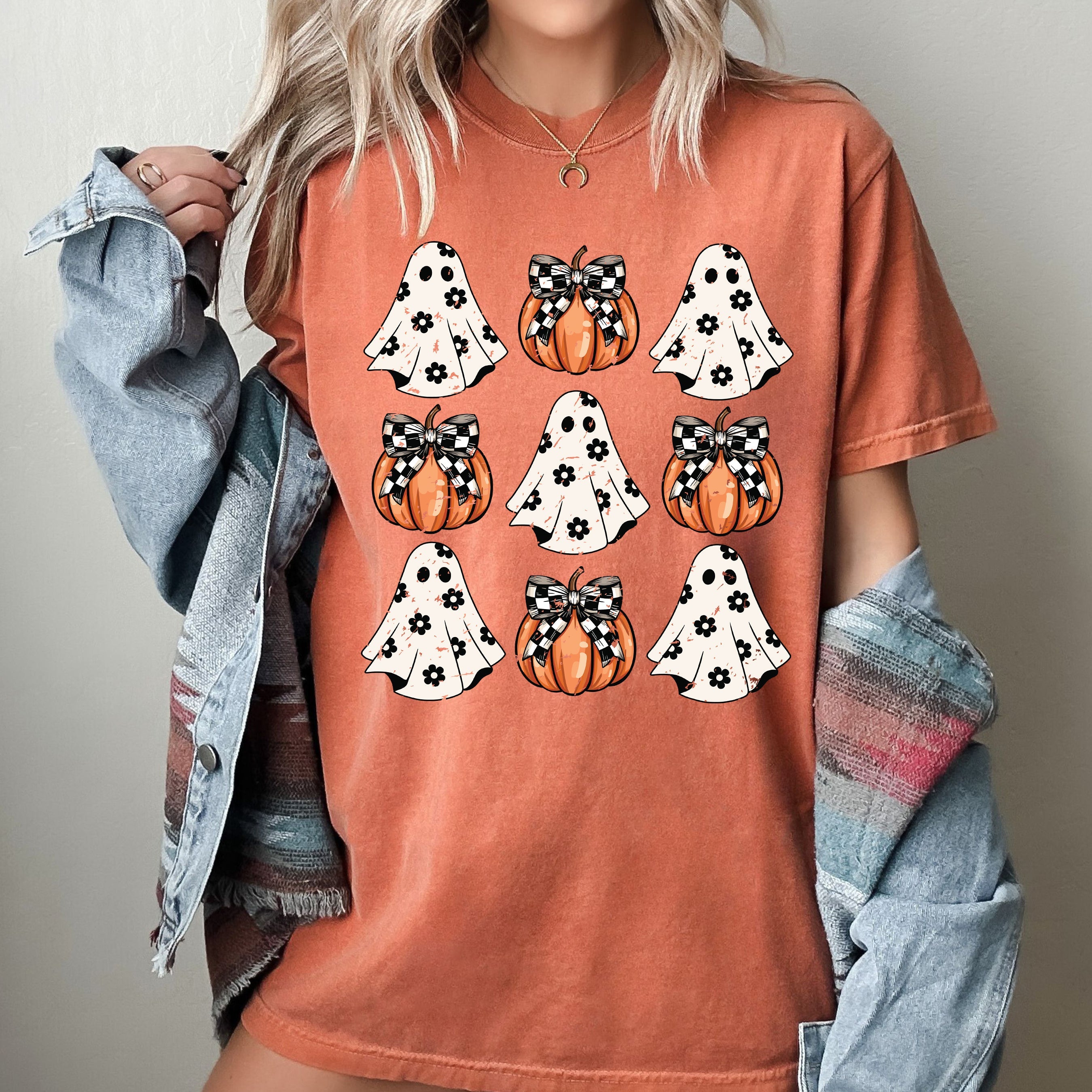 Mini Ghosts And Pumpkins Western Witch Halloween Limited Edition Comfort Colors Tee