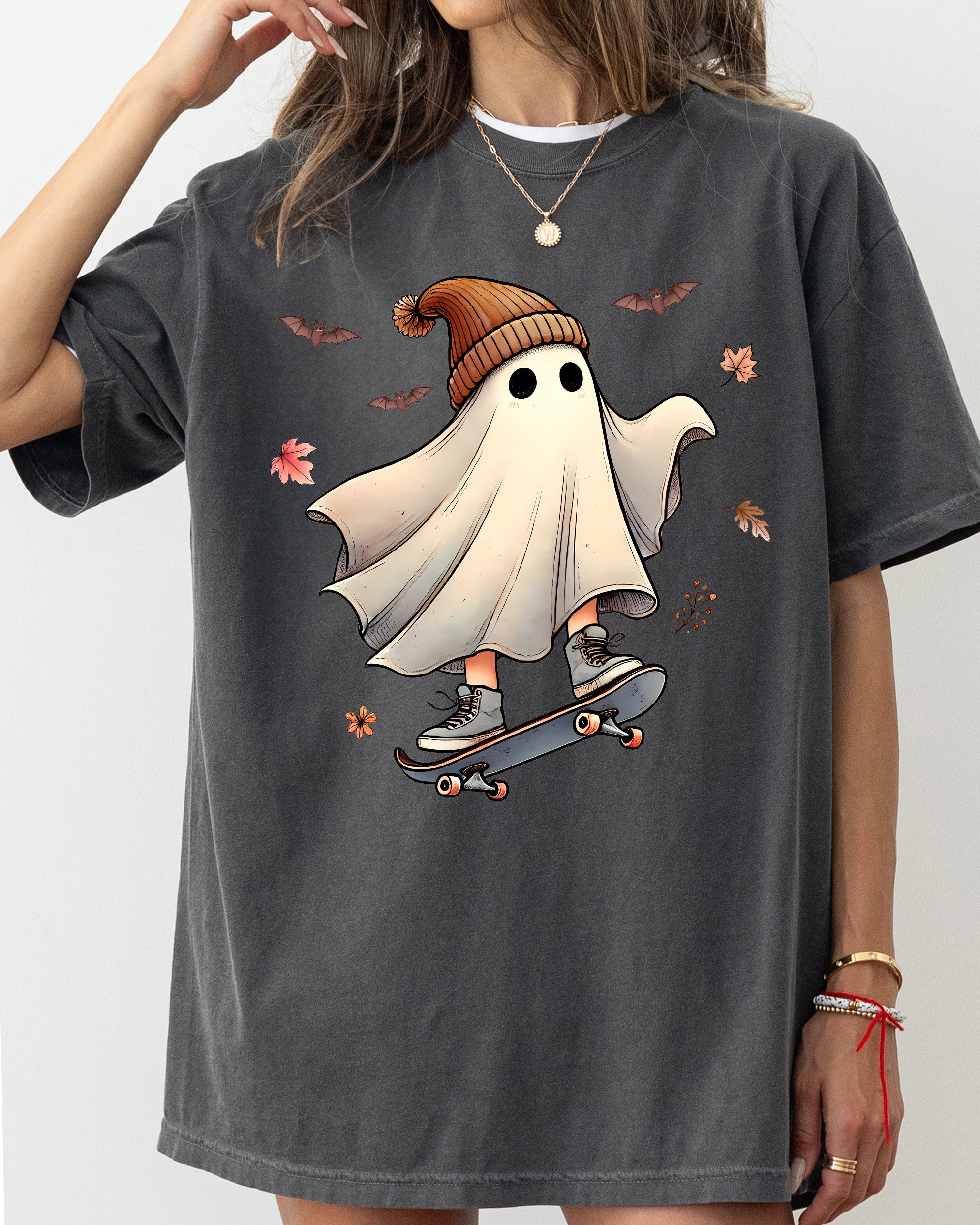 Skater Ghost Pumpkin Skeleton Witch Vintage Aesthetic Halloween Meme Western Comfort Colors Tee