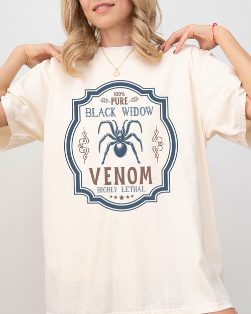 Black Widow Vintage Western Witch Halloween Meme Costume Graphic Print Comfort Colors Tee