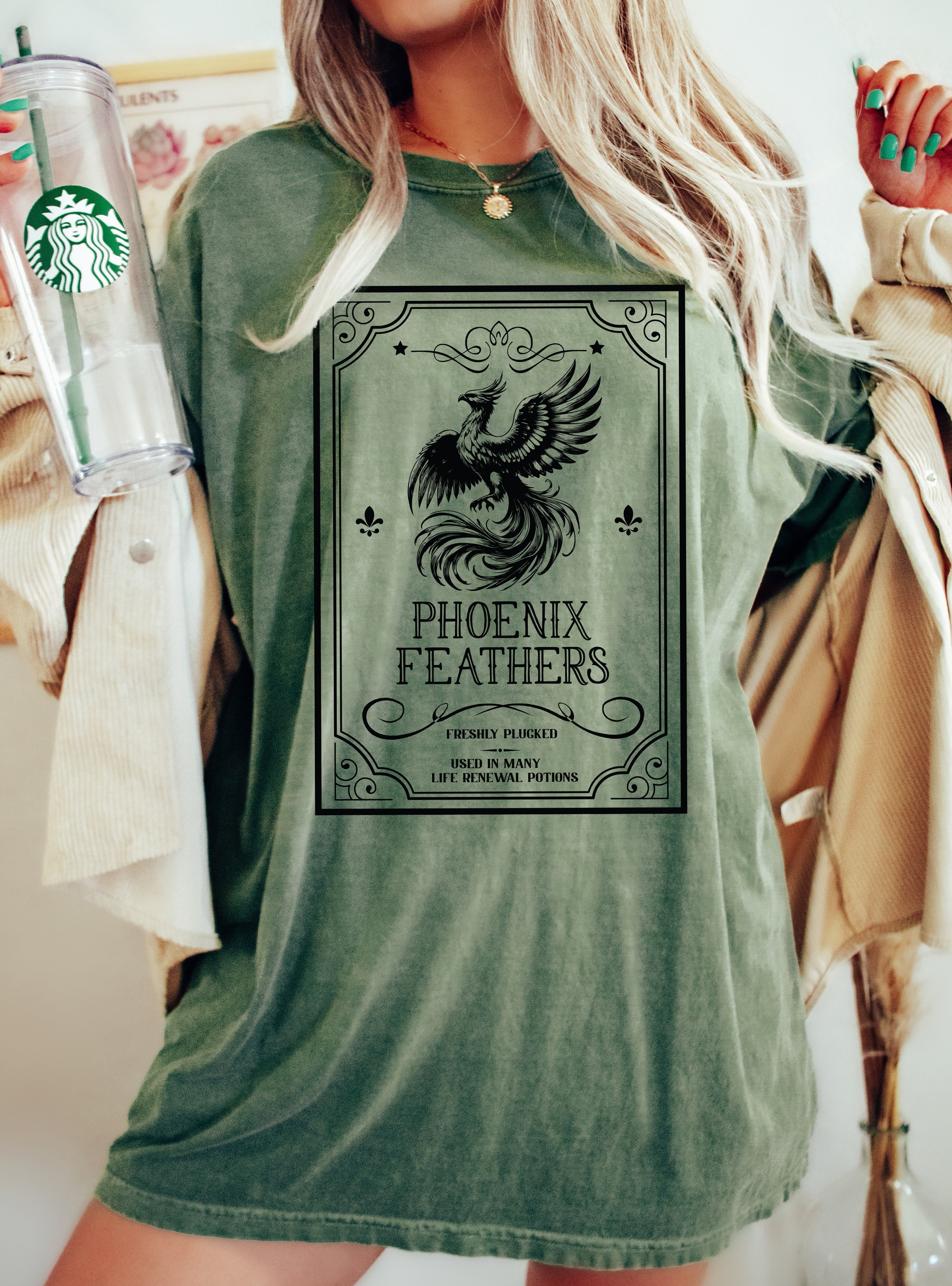 Phoenix Feathers Vintage Western Witch Halloween Costume Artwork Comfort Colors Tee