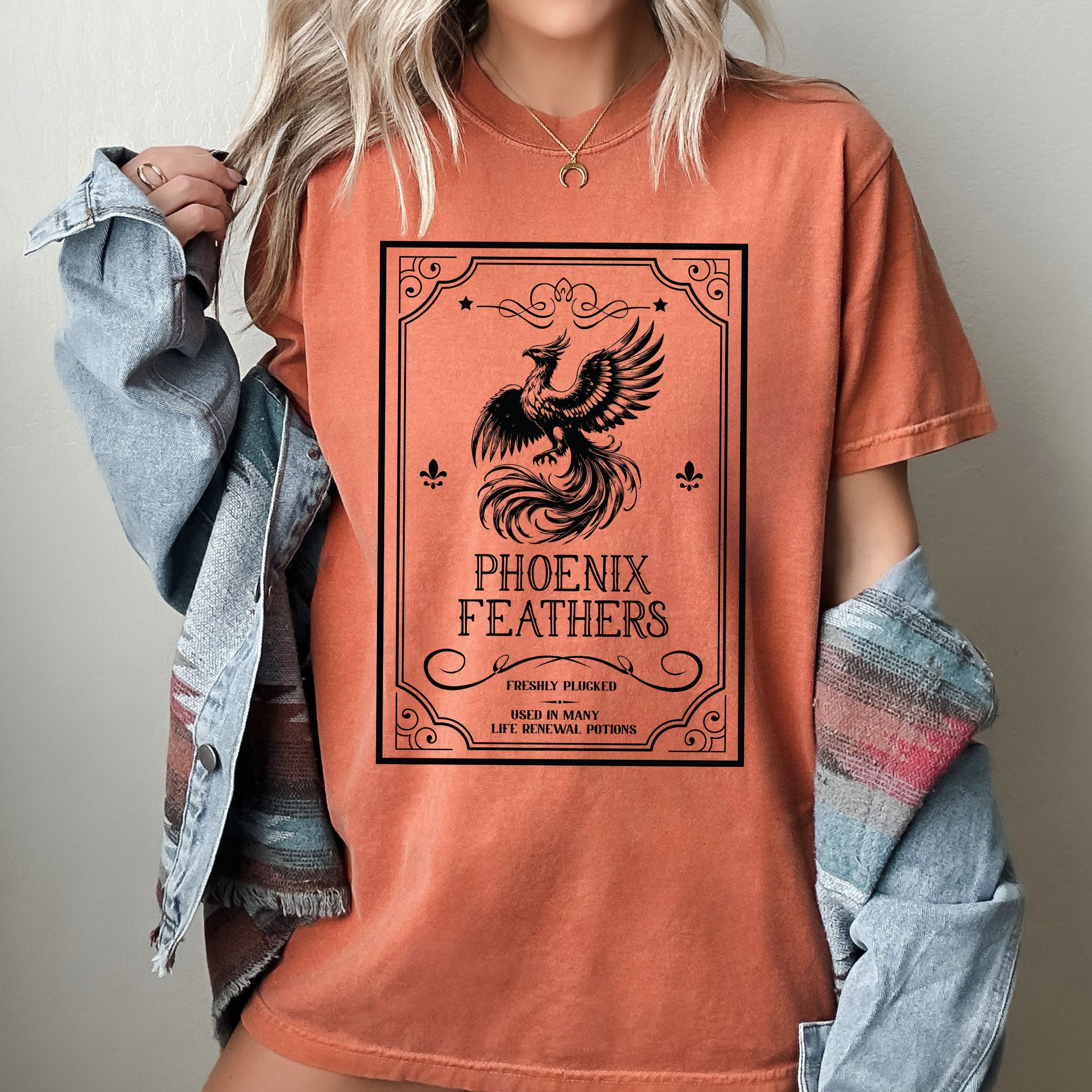 Phoenix Feathers Vintage Western Witch Halloween Costume Artwork Comfort Colors Tee