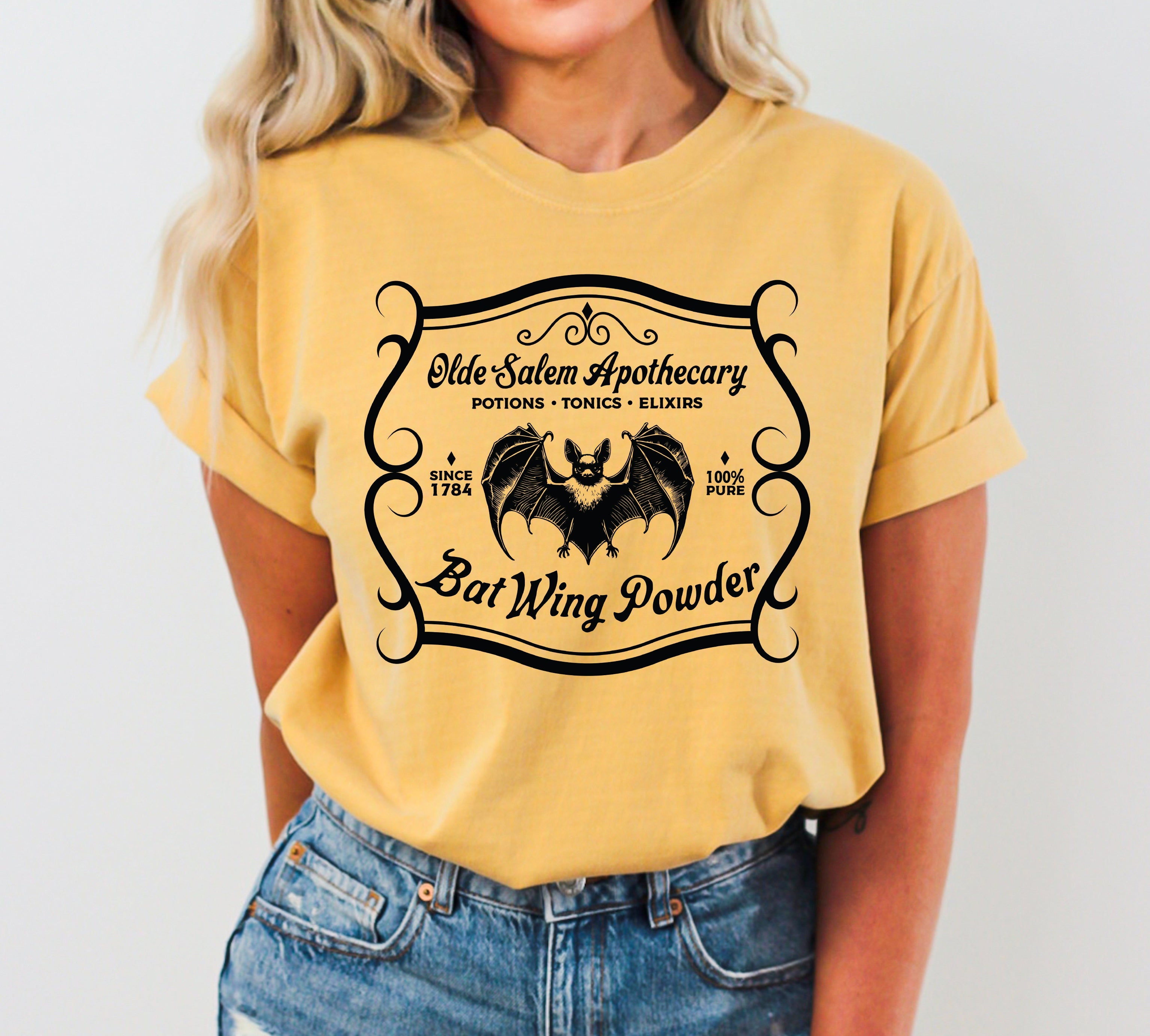 Olde Salem Apothecary Vintage Western Witch Halloween Meme Collection Comfort Colors Tee