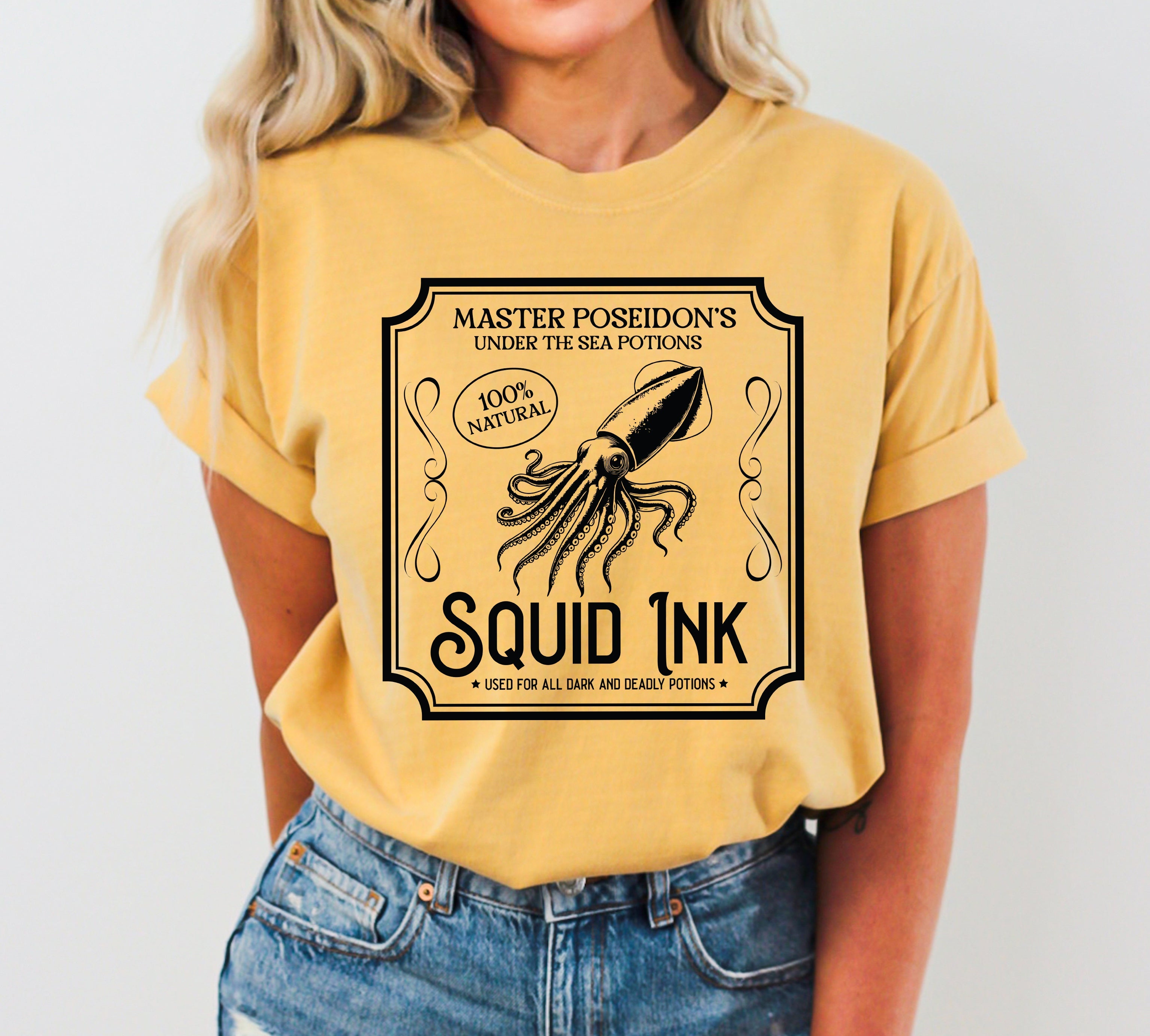 Squid Ink Vintage Western Witch Aesthetic Meme Halloween Costume Comfort Colors Tee