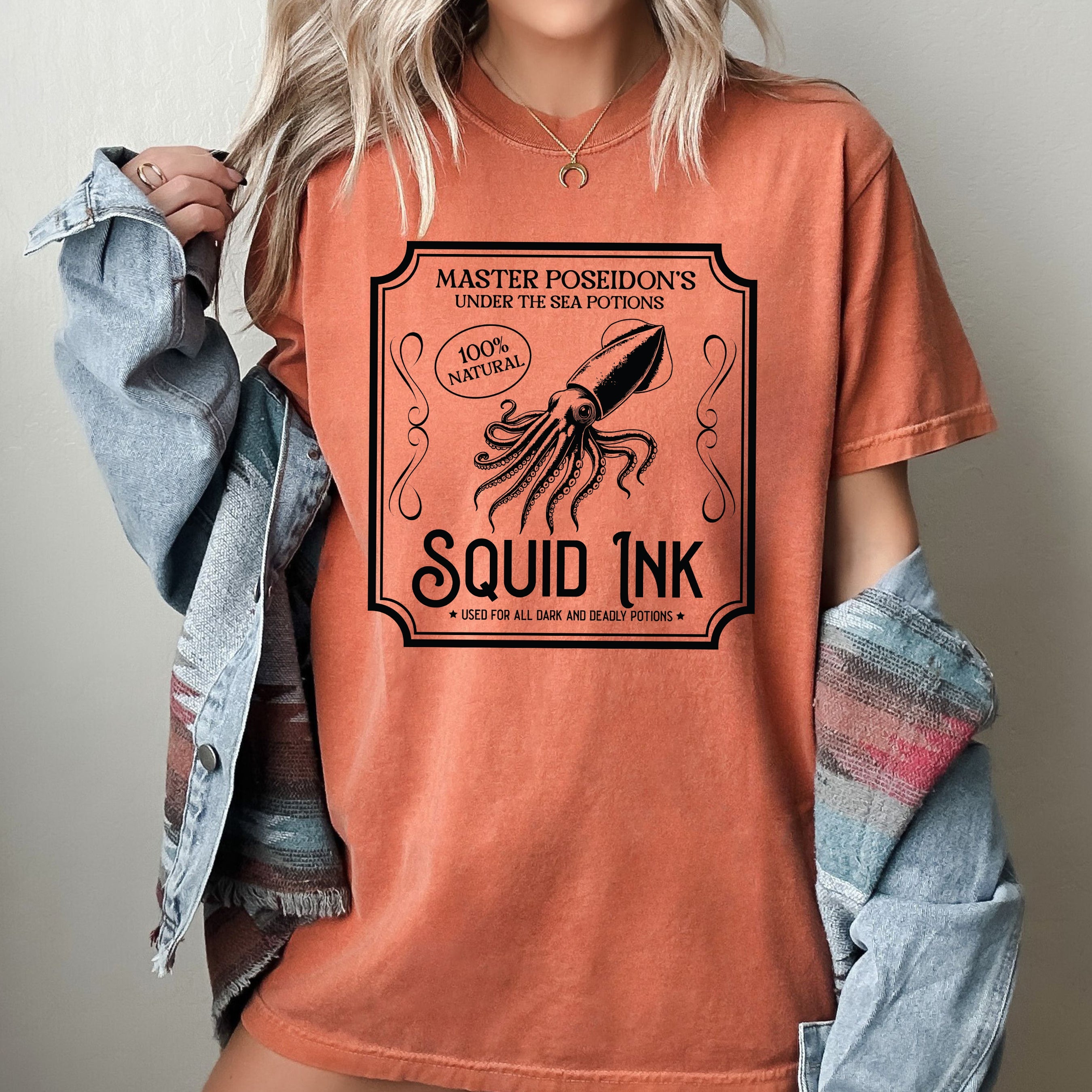 Squid Ink Vintage Western Witch Aesthetic Meme Halloween Costume Comfort Colors Tee