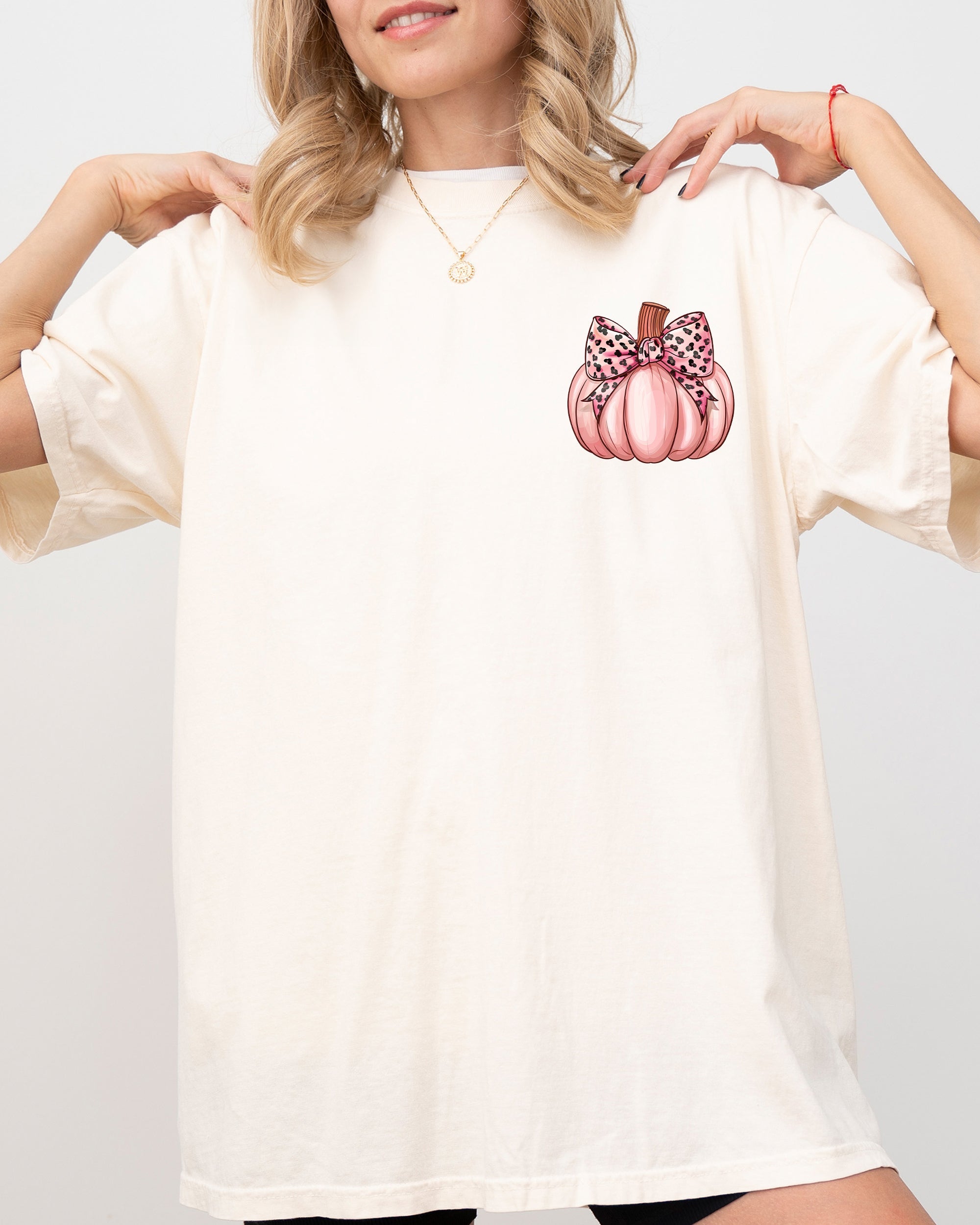 Pink Pumpkin Coquette Pocket Print Vintage Western Witch Meme Halloween Costume Comfort Colors Tee