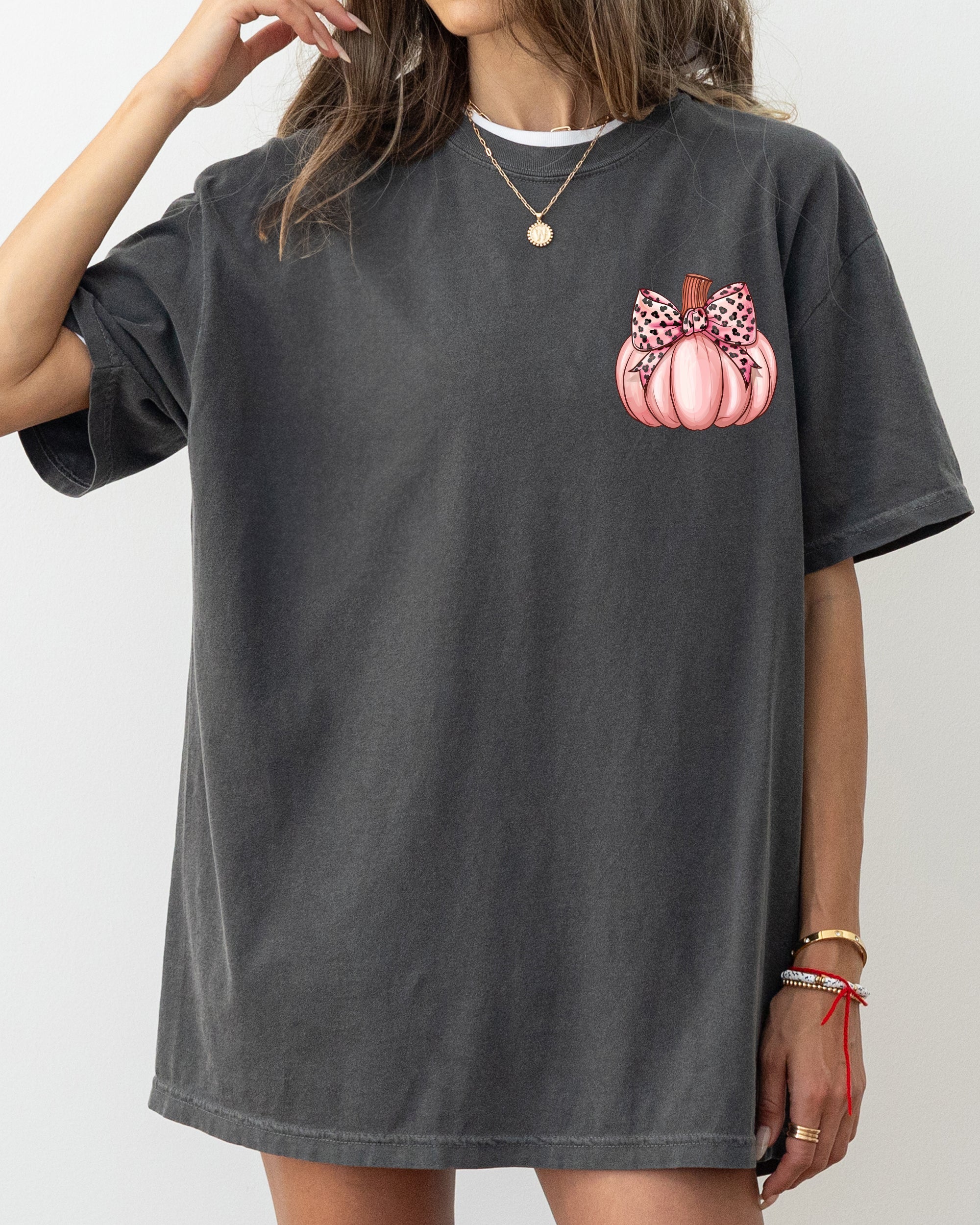 Pink Pumpkin Coquette Pocket Print Vintage Western Witch Meme Halloween Costume Comfort Colors Tee