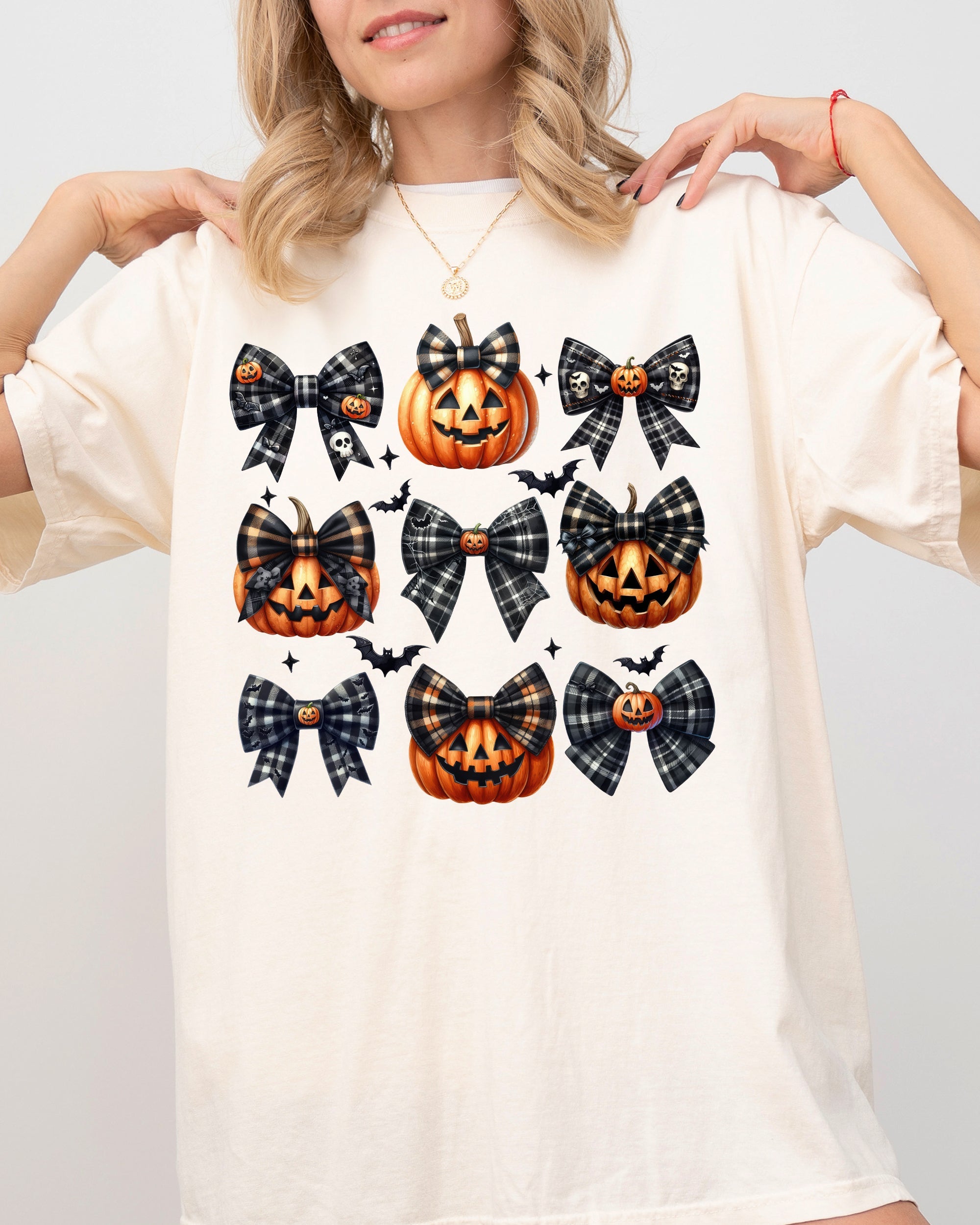 Pumpkin Bow Coquette Witch Vintage Western Halloween Meme Costume Comfort Colors Tee