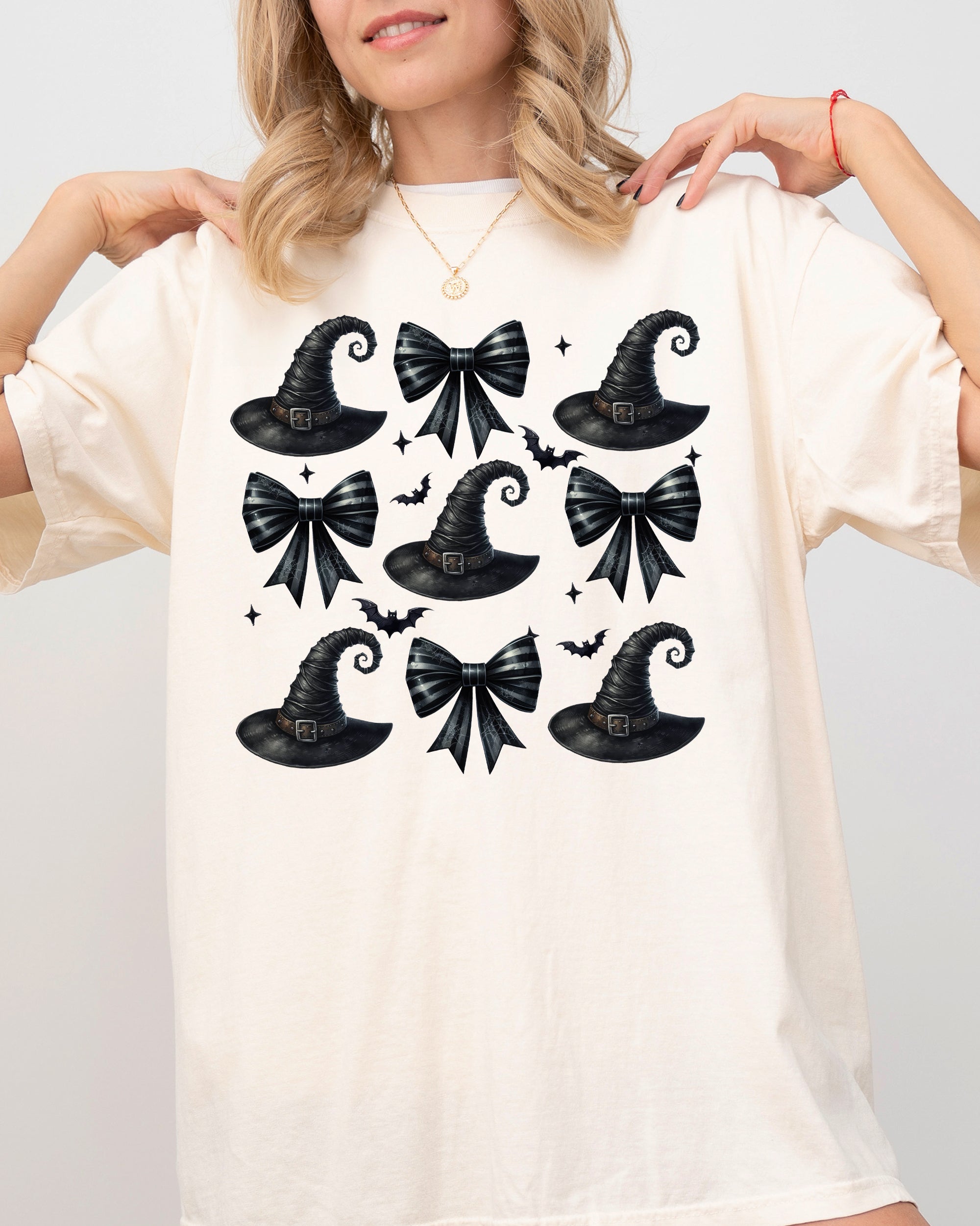 Mini Witch Hats Bows Western Witch Aesthetic Meme Halloween Costume Comfort Colors Tee