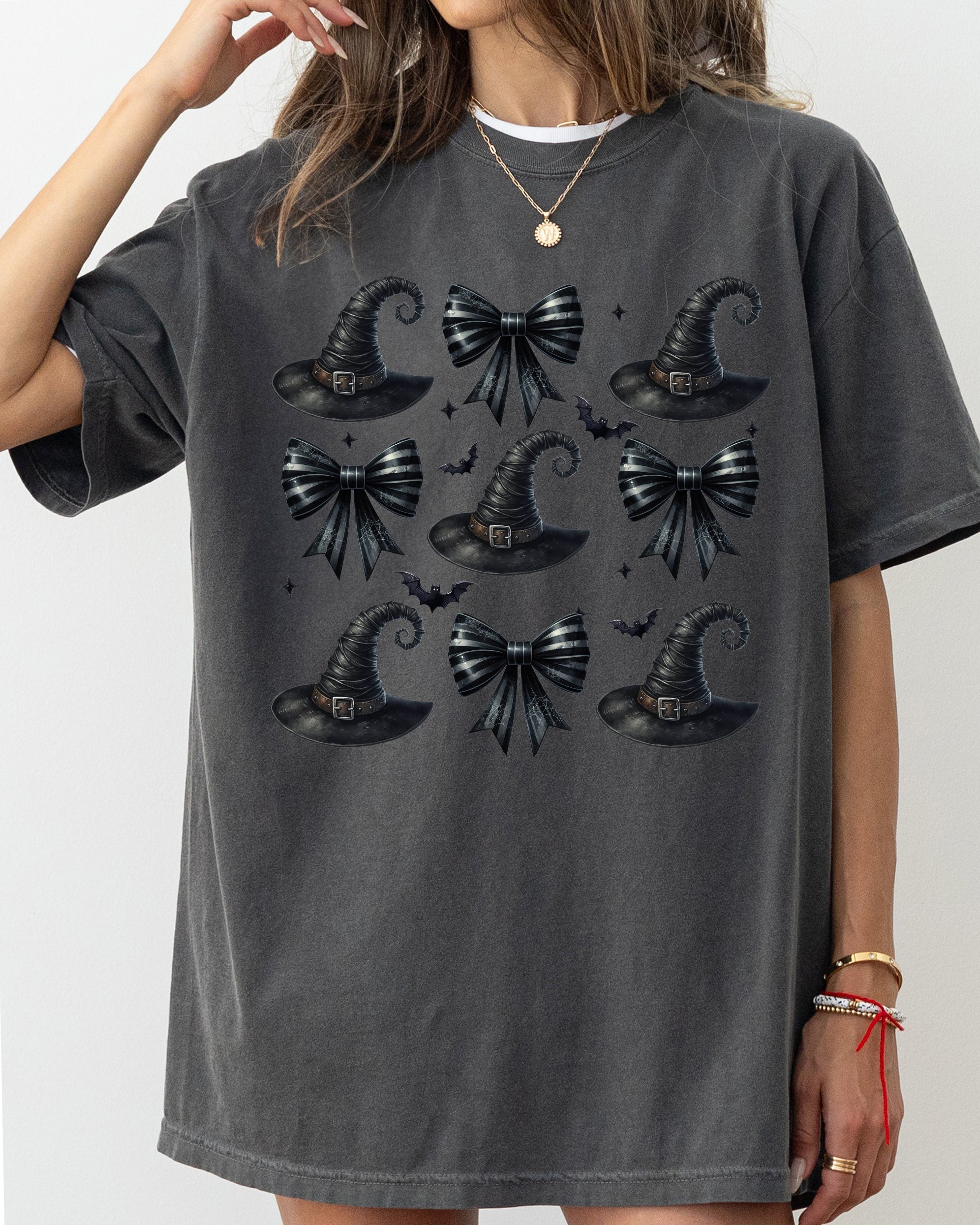 Mini Witch Hats Bows Western Witch Aesthetic Meme Halloween Costume Comfort Colors Tee