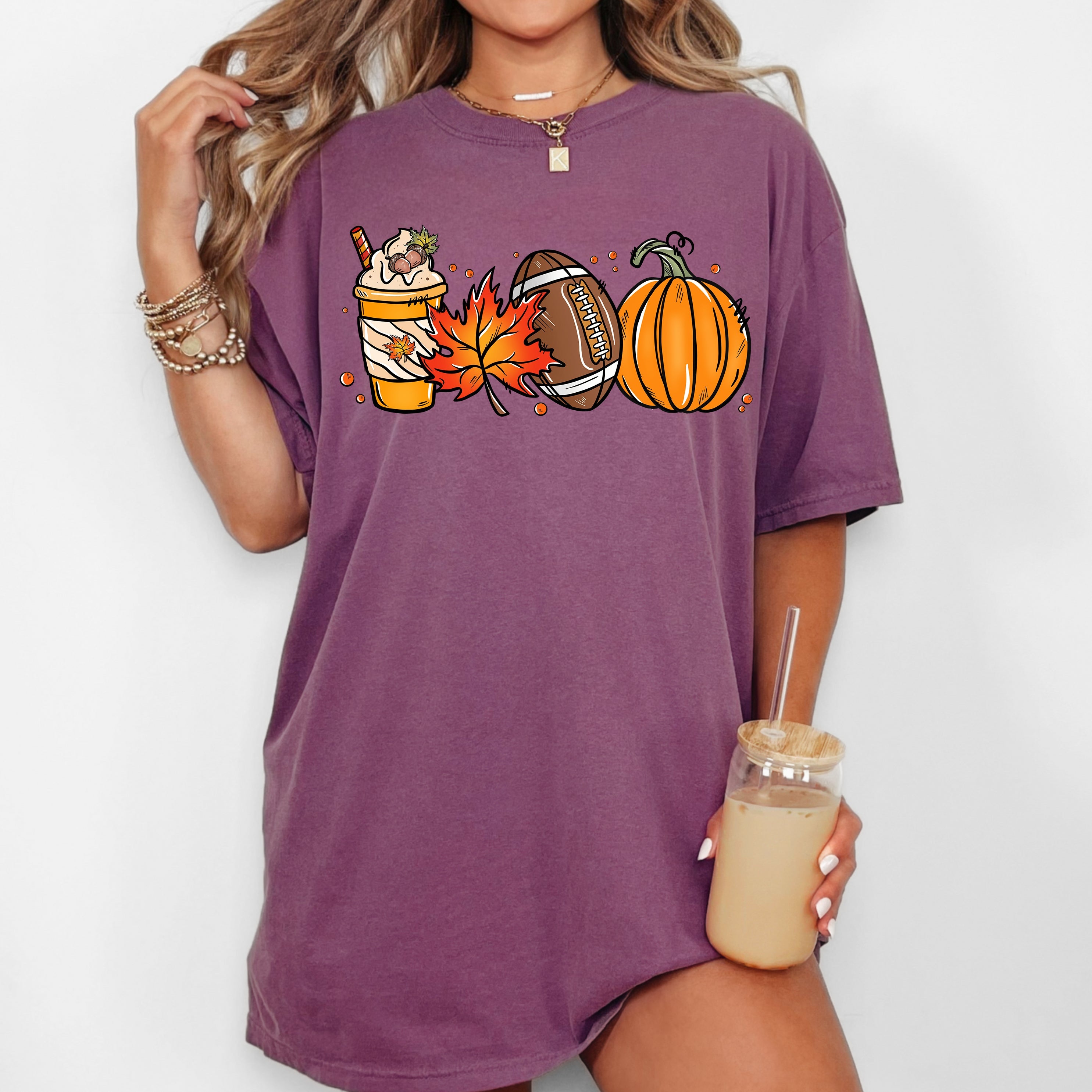 Football Icons Fall Pumpkin Vintage Western Witch Halloween Costume Comfort Colors Tee