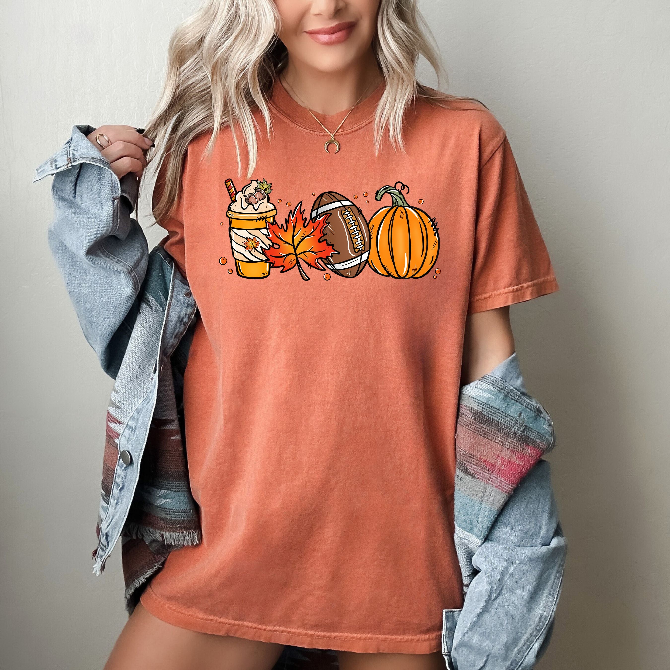 Football Icons Fall Pumpkin Vintage Western Witch Halloween Costume Comfort Colors Tee