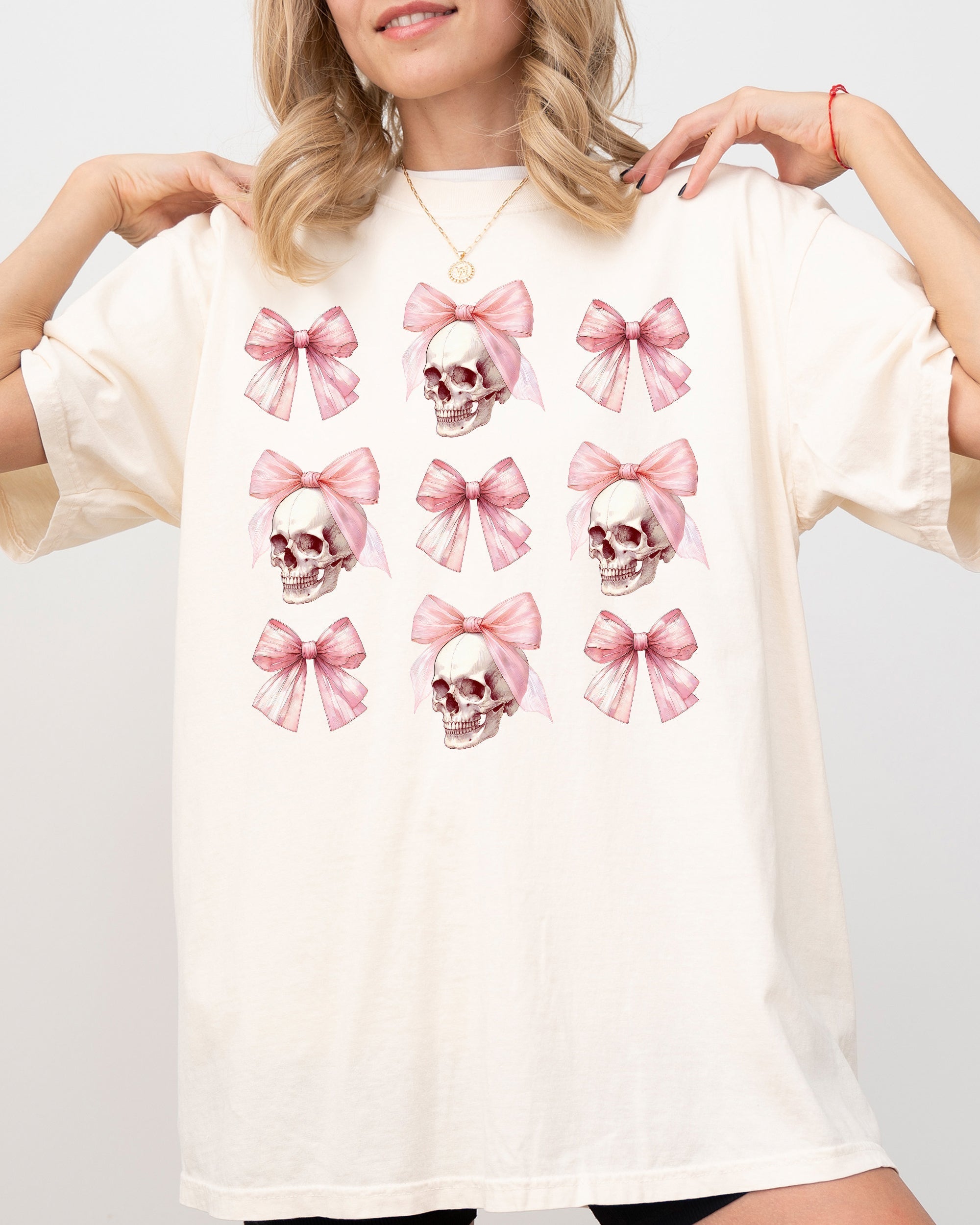 Pink Bow Skull Coquette Western Witch Halloween Meme Vintage Costume Comfort Colors Tee