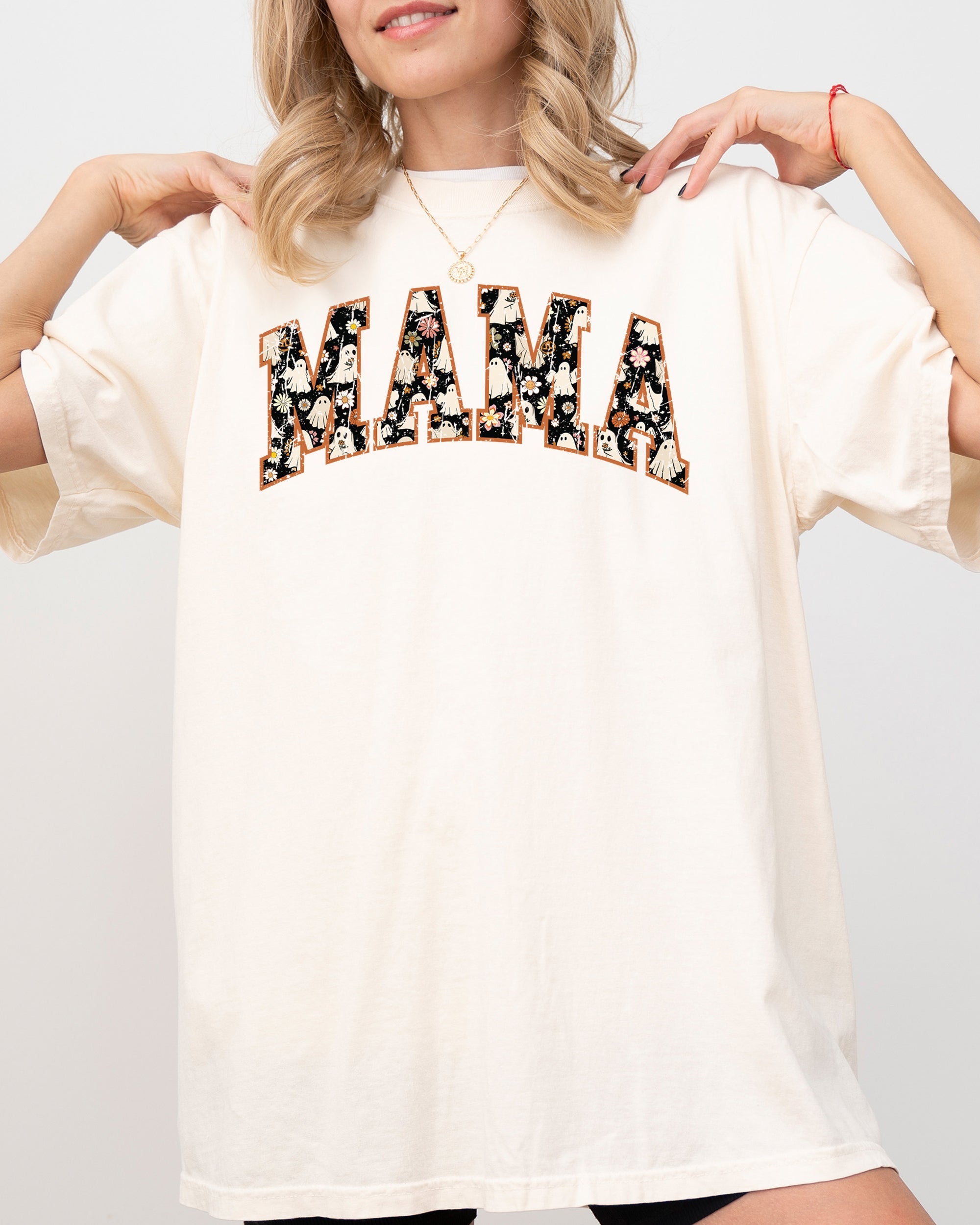 Mama Ghost Floral Retro Vintage Western Witch Halloween Costume Meme Comfort Colors Tee