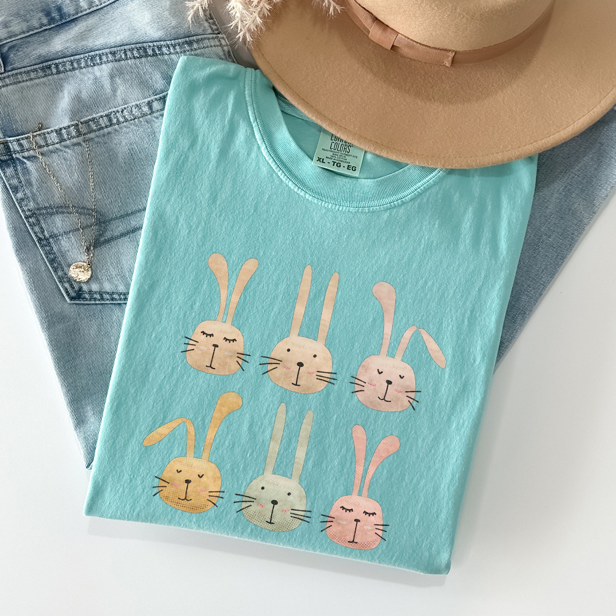 Adorable Easter Bunnies, Rabbits Vintage Illustration With Soft Pastels And Whimsical Carrot Delights Comfort Colors Tee