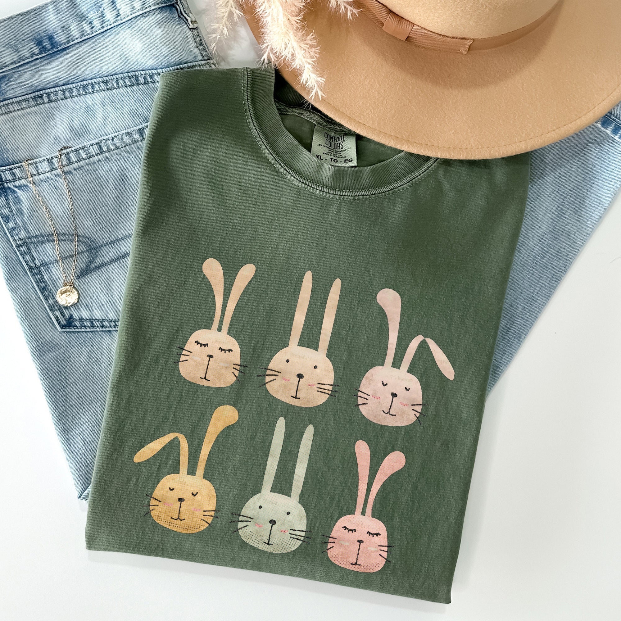 Adorable Easter Bunnies, Rabbits Vintage Illustration With Soft Pastels And Whimsical Carrot Delights Comfort Colors Tee