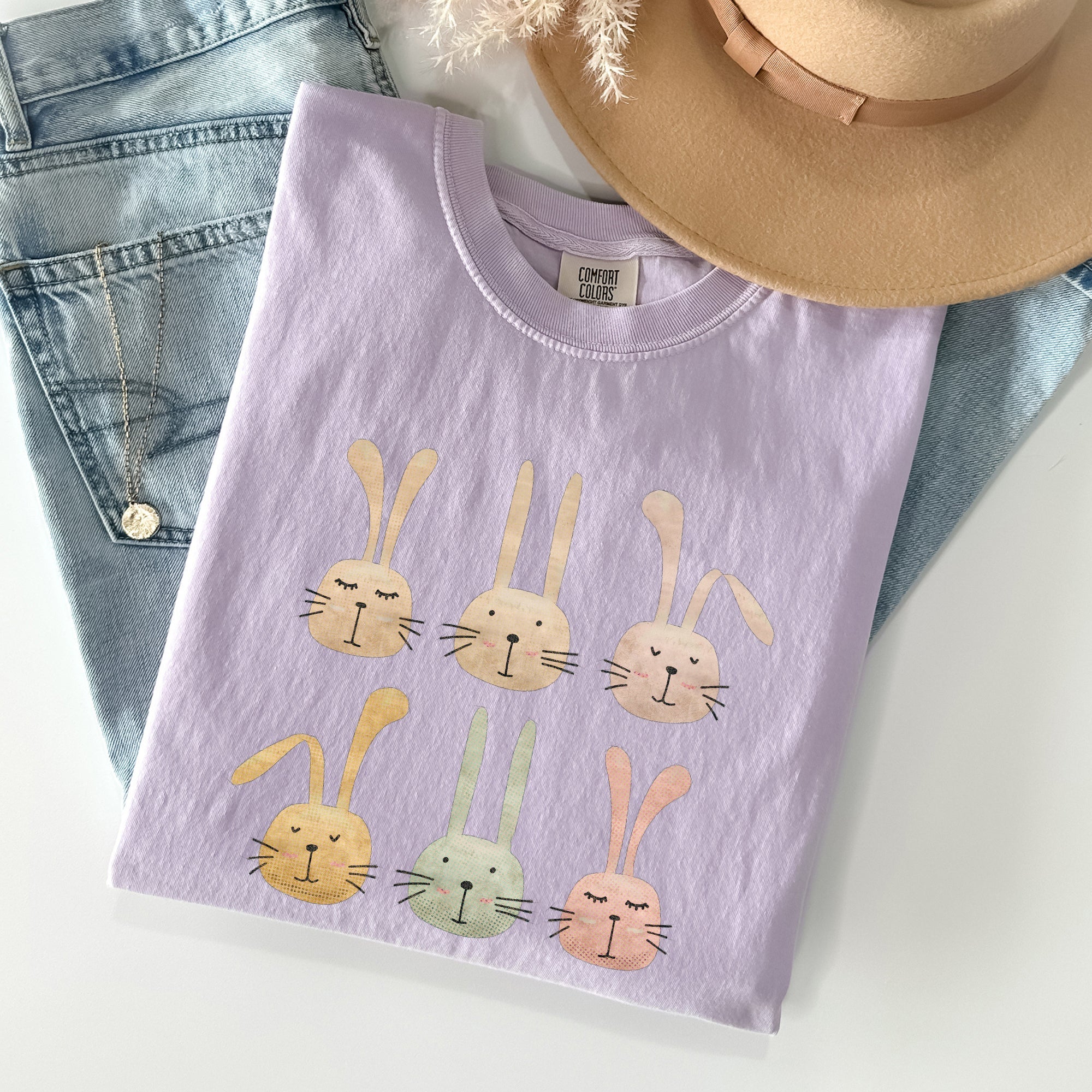 Adorable Easter Bunnies, Rabbits Vintage Illustration With Soft Pastels And Whimsical Carrot Delights Comfort Colors Tee