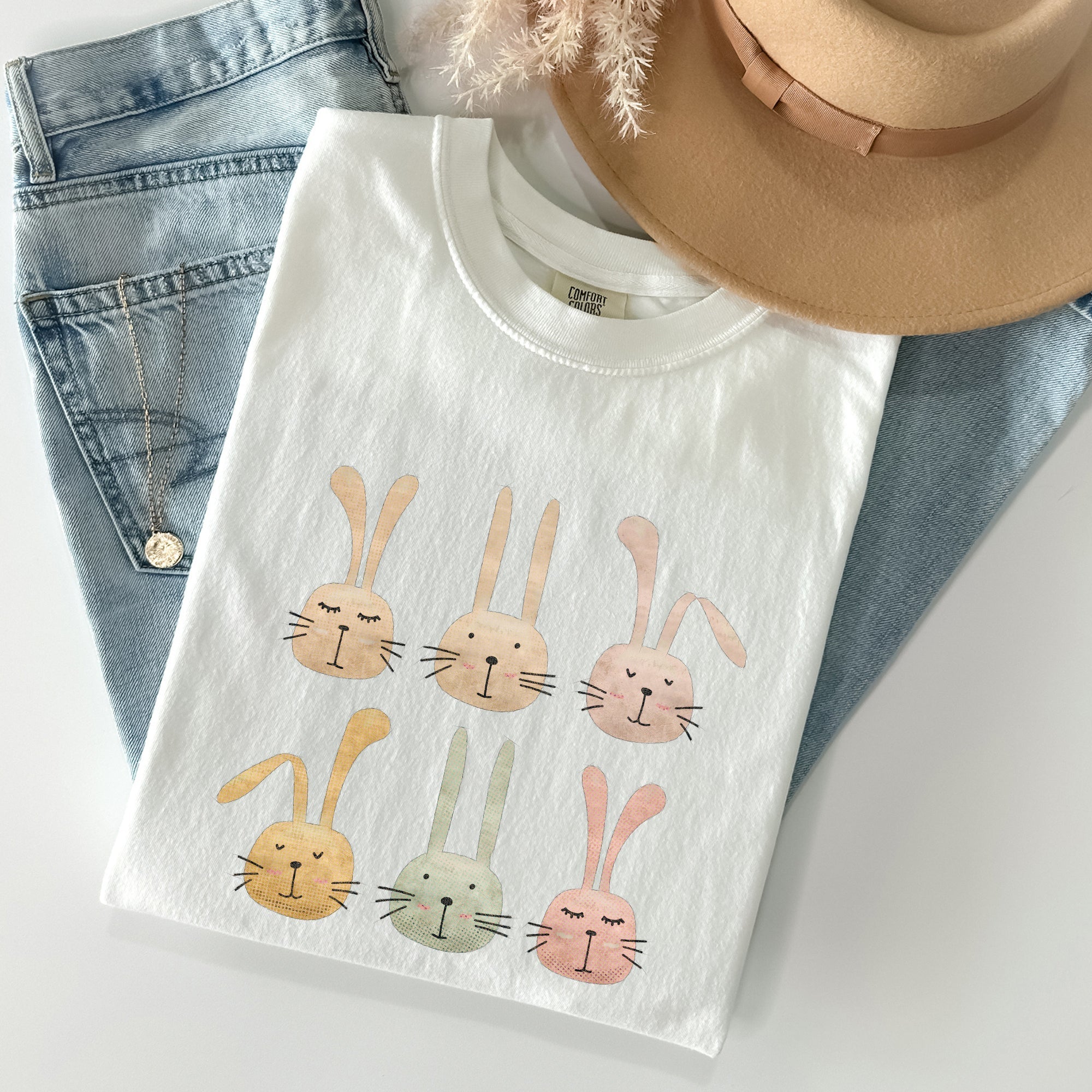 Adorable Easter Bunnies, Rabbits Vintage Illustration With Soft Pastels And Whimsical Carrot Delights Comfort Colors Tee