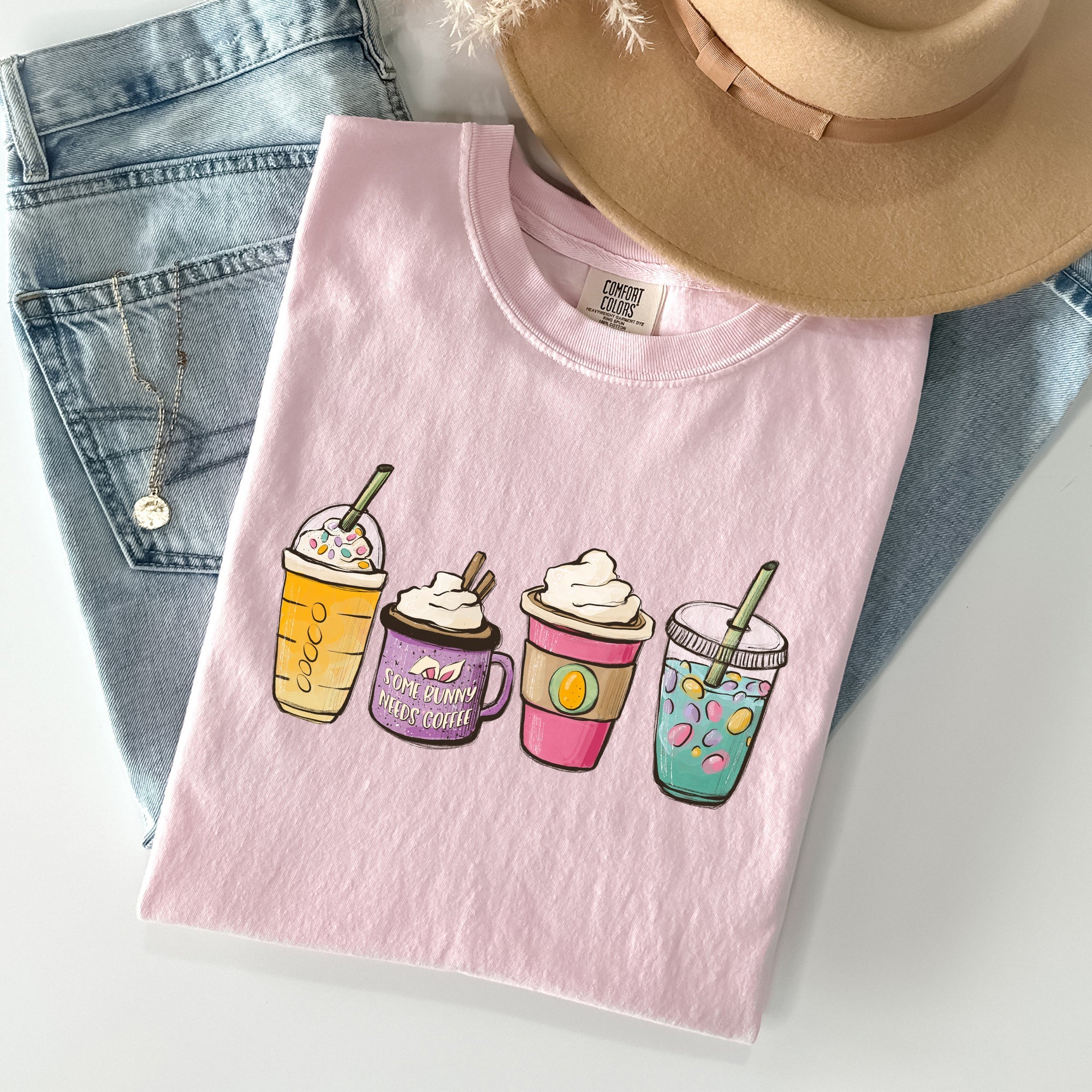 Easter Morning Coffee Lovers Coffee Drinks Vintage Style Graphic Comfort Colors Tee