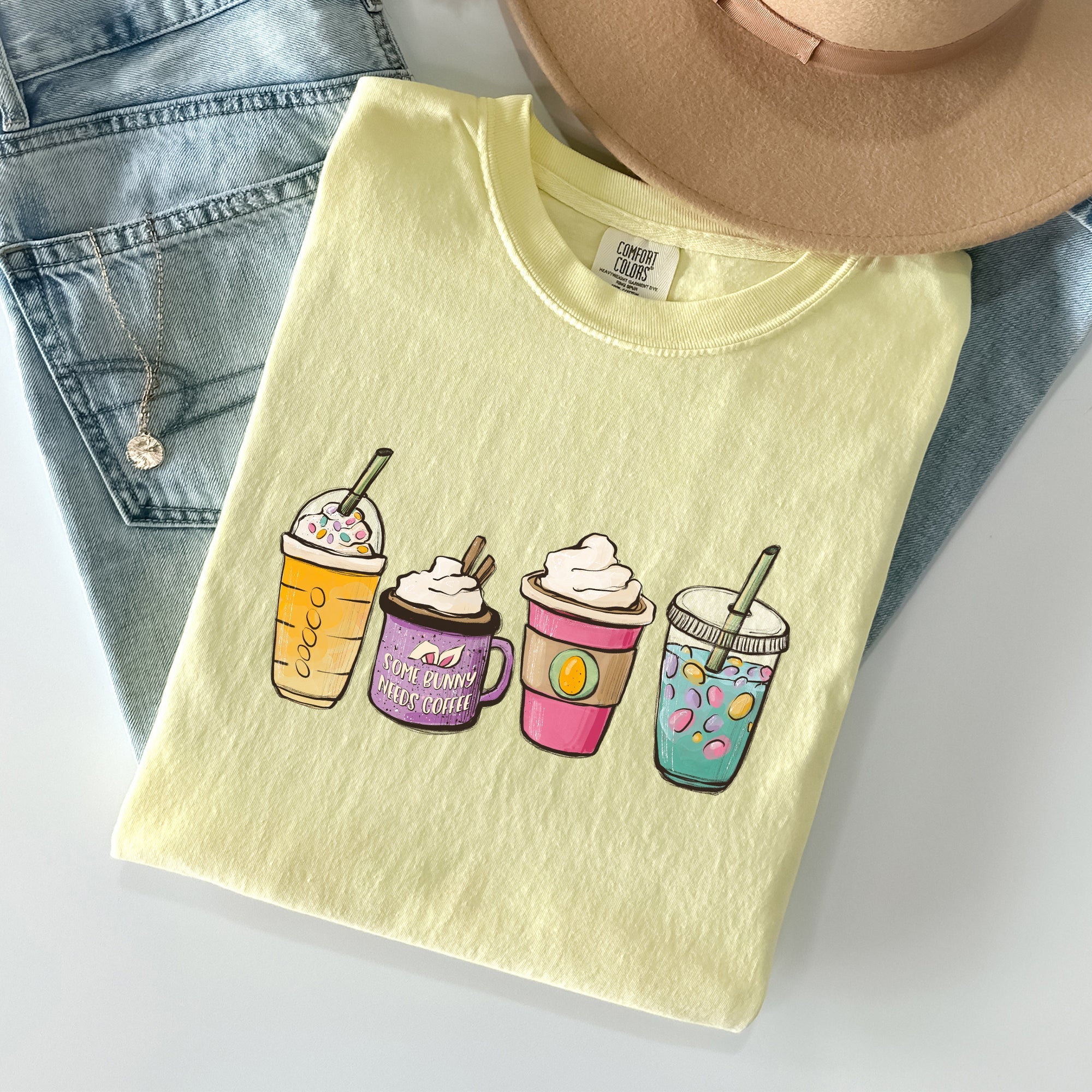 Easter Morning Coffee Lovers Coffee Drinks Vintage Style Graphic Comfort Colors Tee