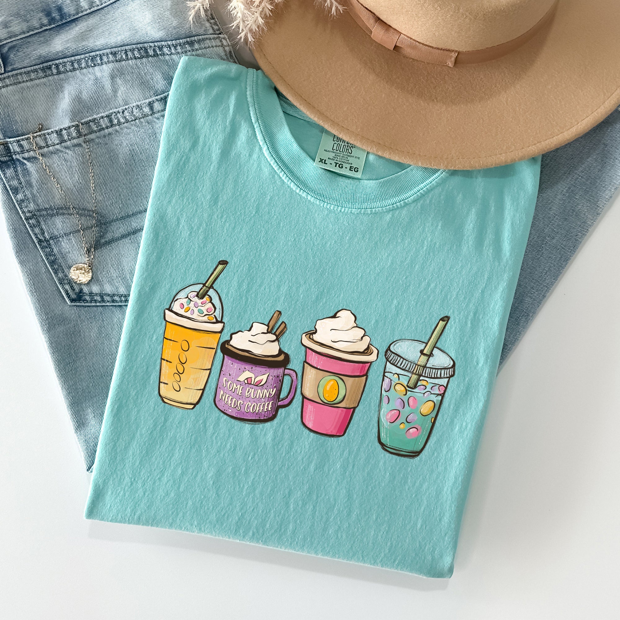 Easter Morning Coffee Lovers Coffee Drinks Vintage Style Graphic Comfort Colors Tee