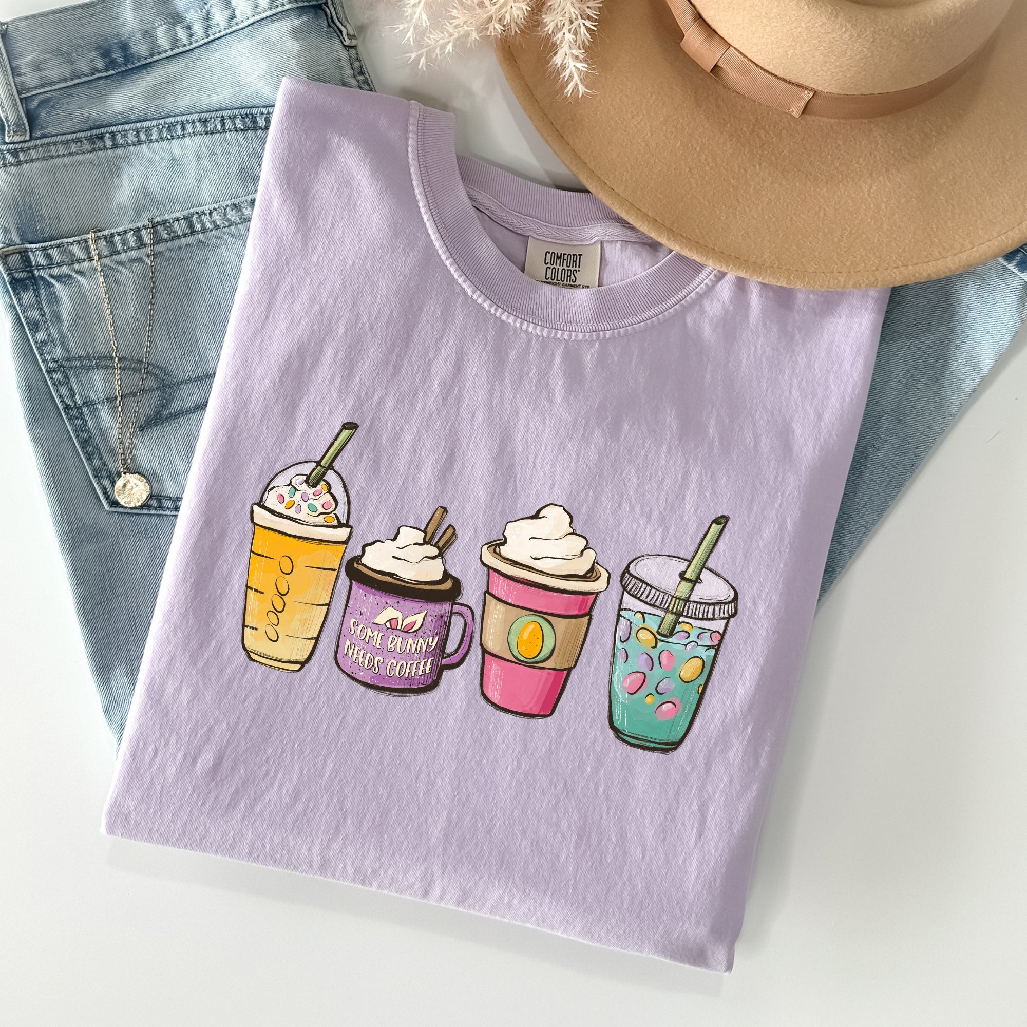 Easter Morning Coffee Lovers Coffee Drinks Vintage Style Graphic Comfort Colors Tee