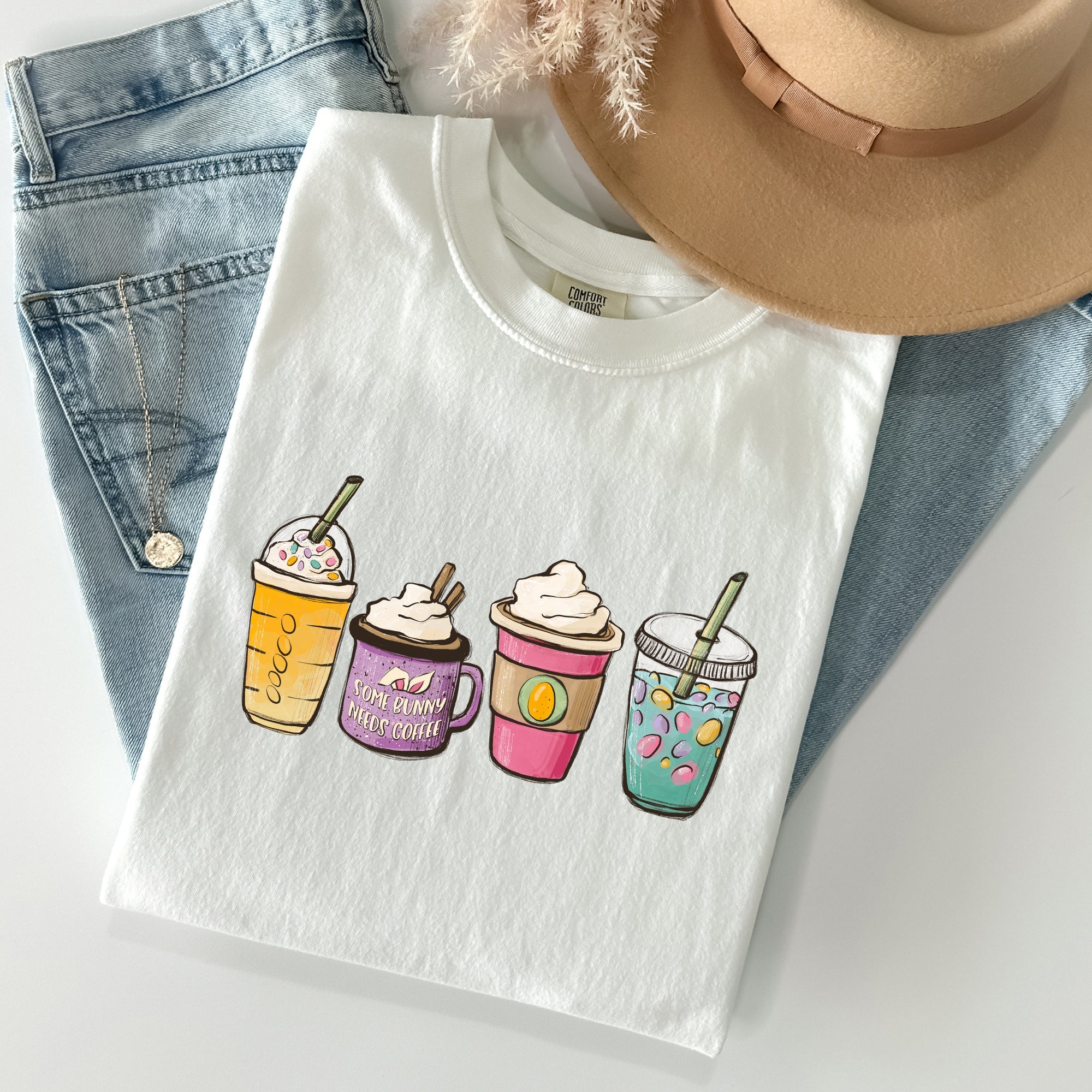 Easter Morning Coffee Lovers Coffee Drinks Vintage Style Graphic Comfort Colors Tee