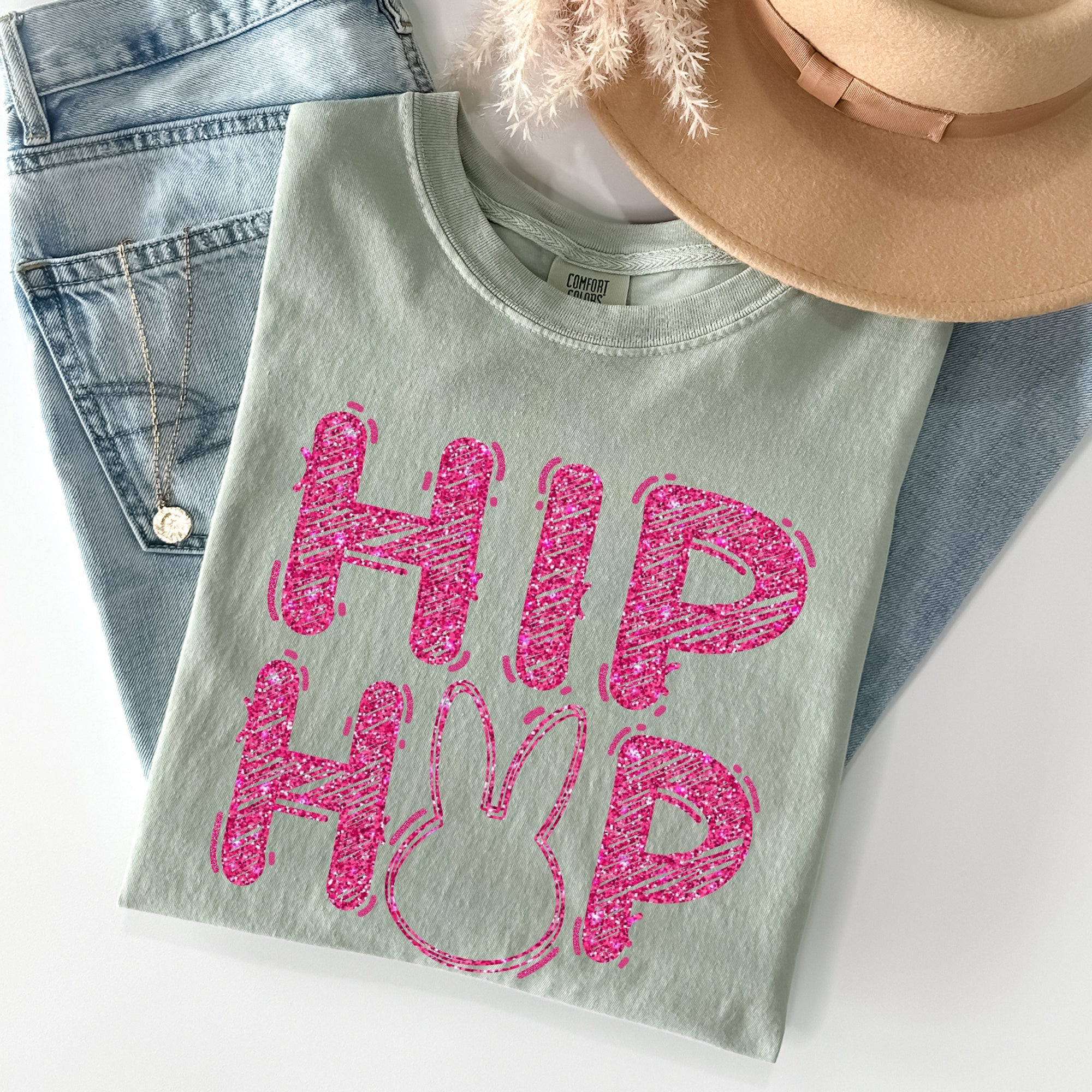 Hip Hop Easter Bunny Retro Glitter Effect Vintage Graffiti Inspired Street Style Comfort Colors Tee