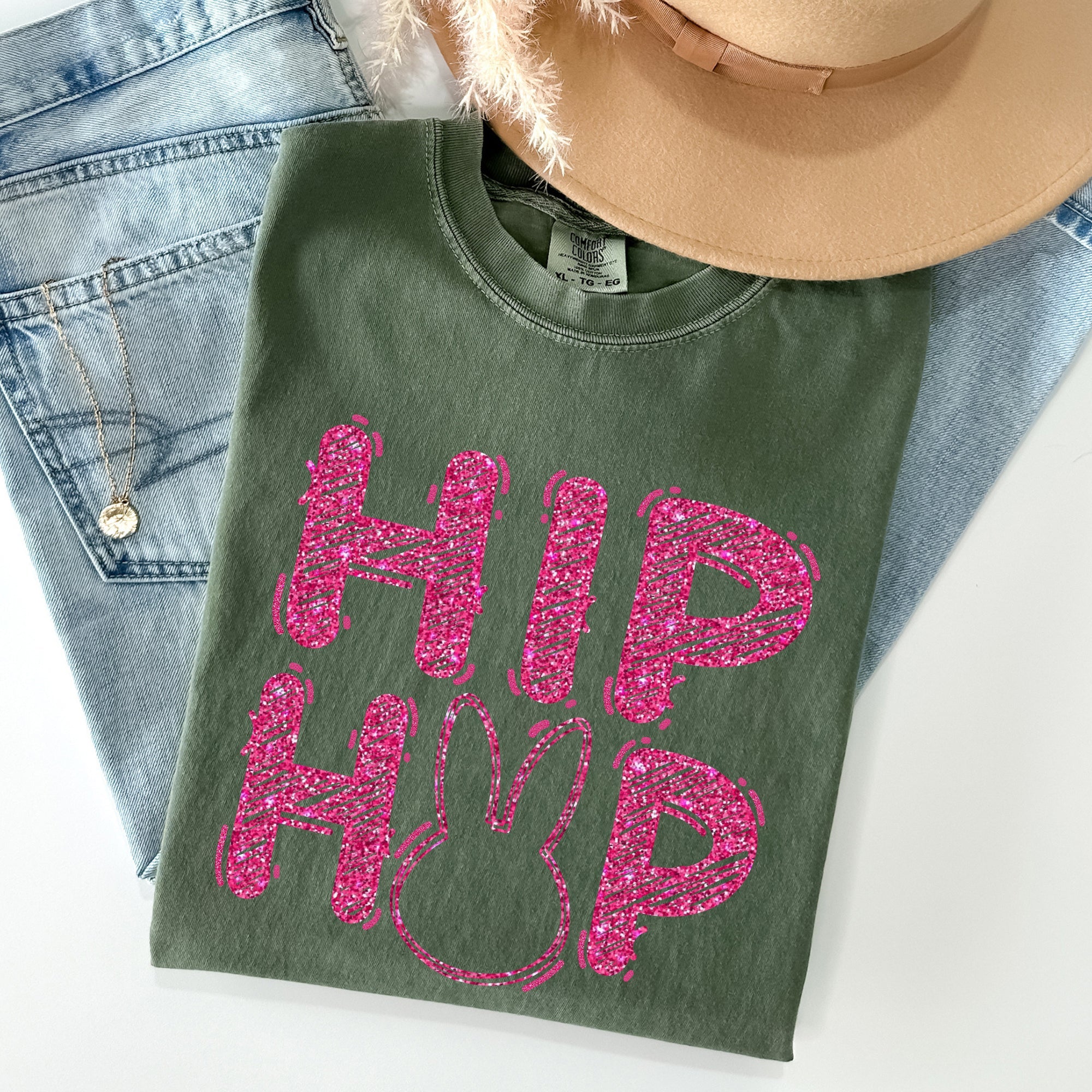 Hip Hop Easter Bunny Retro Glitter Effect Vintage Graffiti Inspired Street Style Comfort Colors Tee