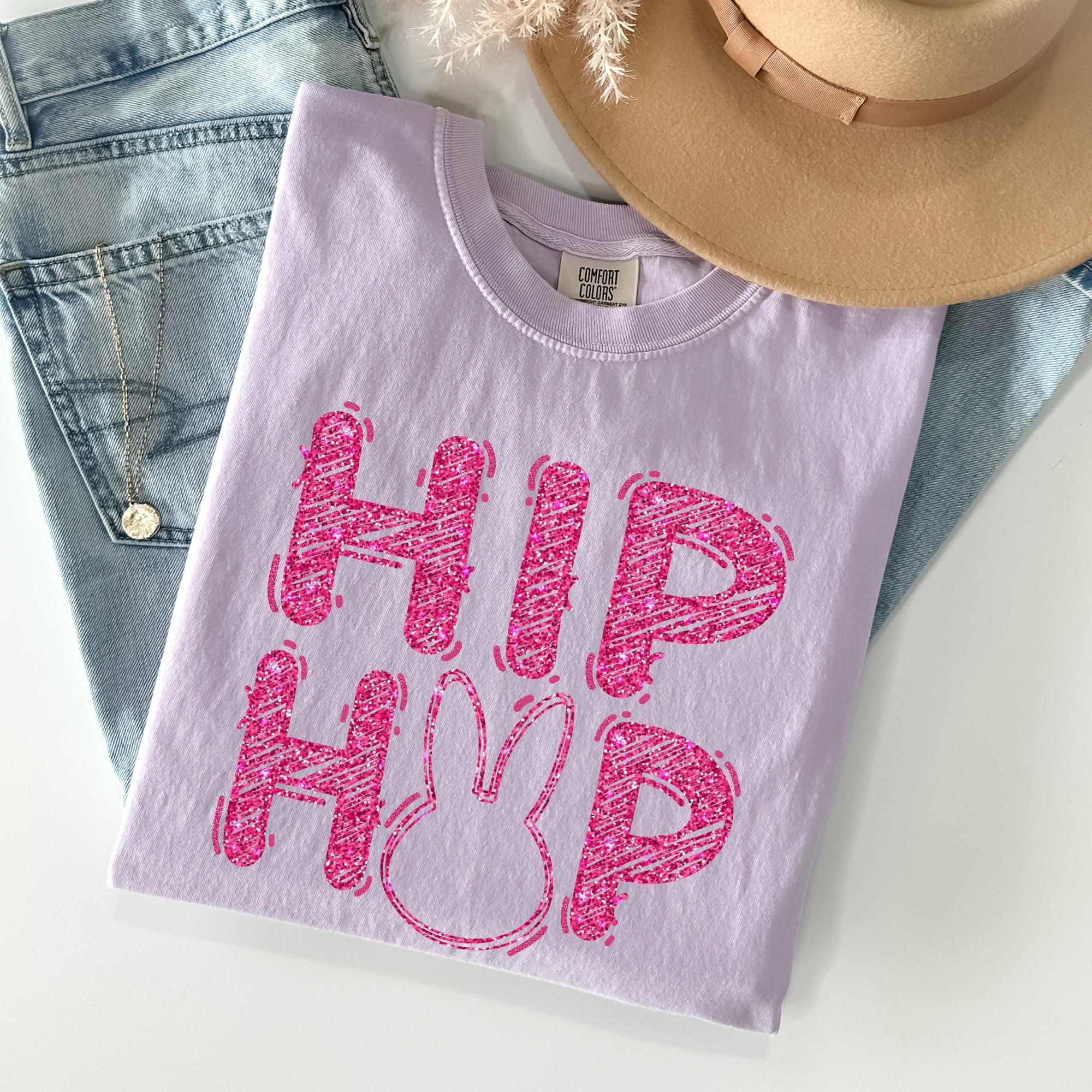 Hip Hop Easter Bunny Retro Glitter Effect Vintage Graffiti Inspired Street Style Comfort Colors Tee