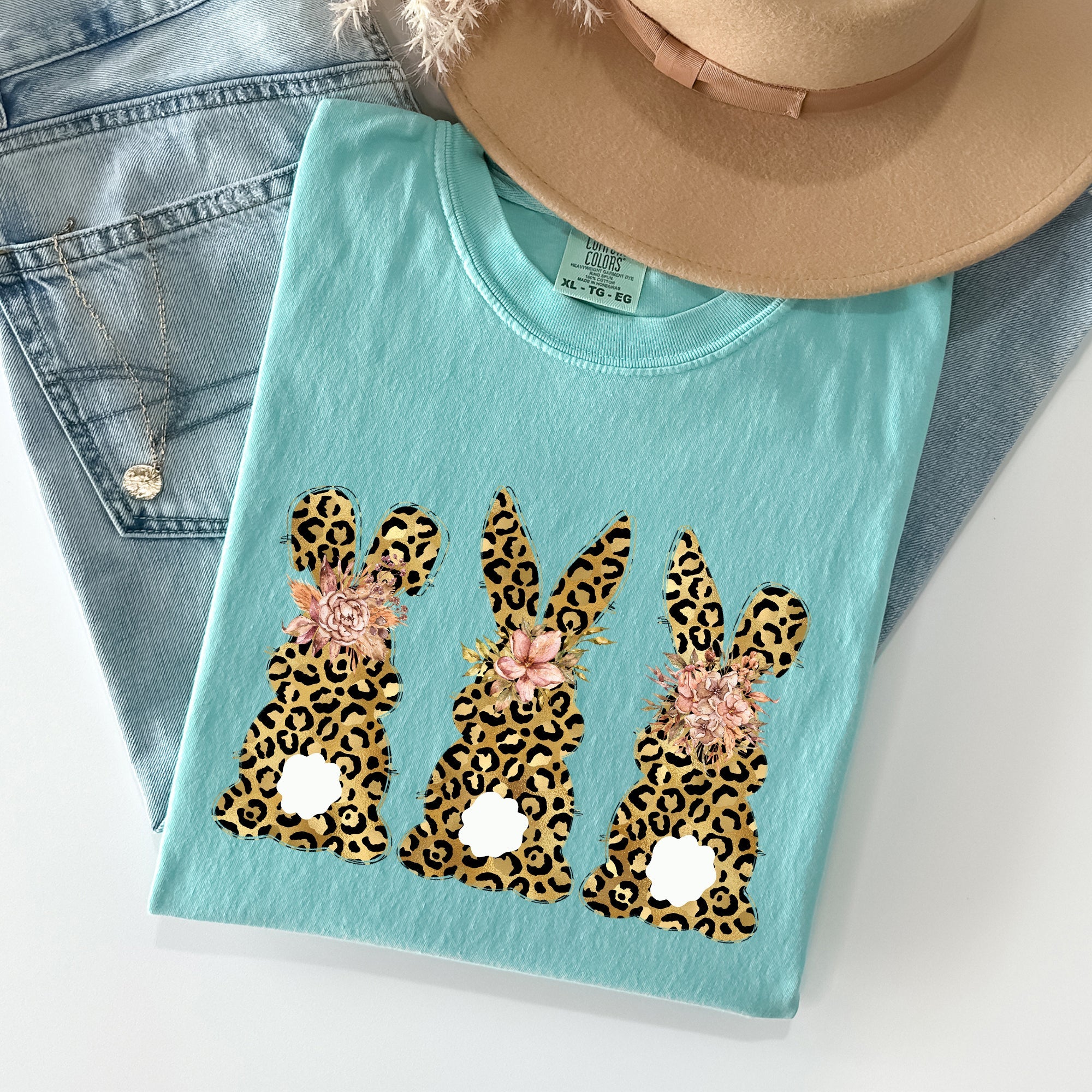 Leopard Print Easter Bunnies Easter Rabbit Collection For Spring Holidays Comfort Colors Tee