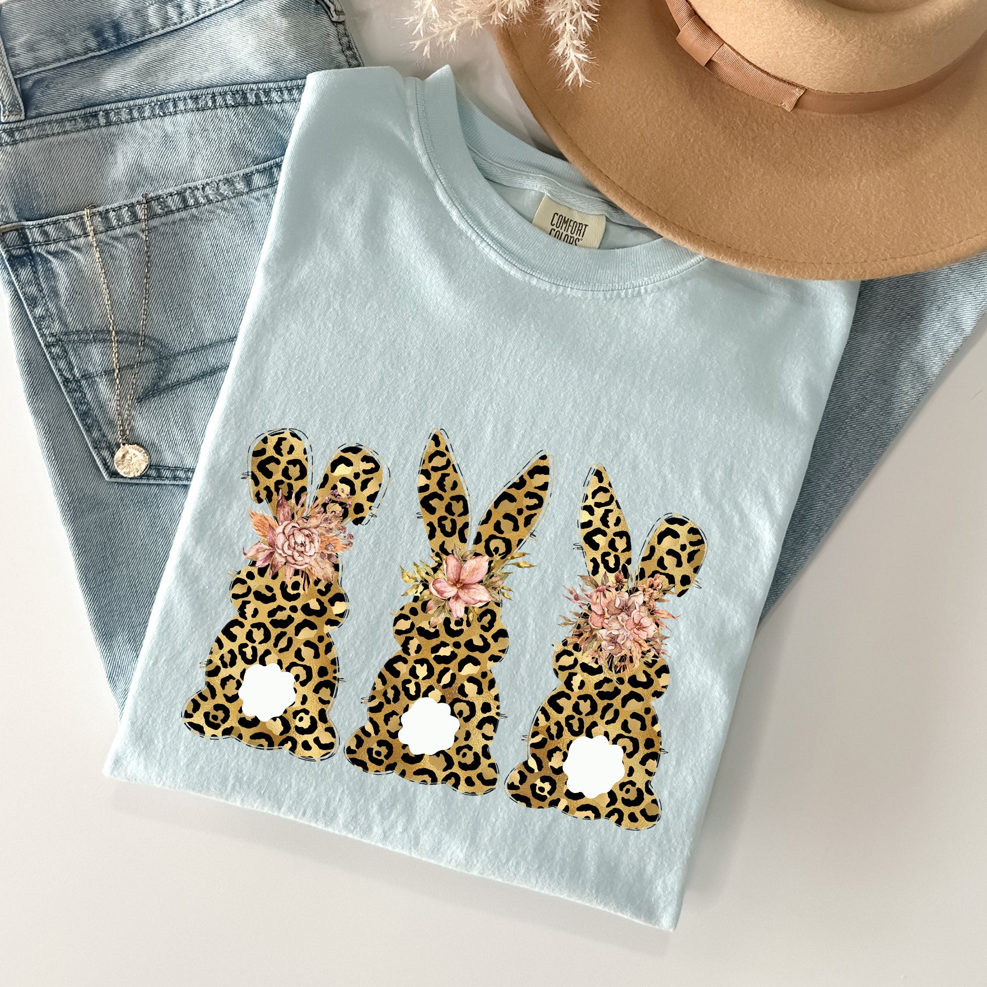 Leopard Print Easter Bunnies Easter Rabbit Collection For Spring Holidays Comfort Colors Tee