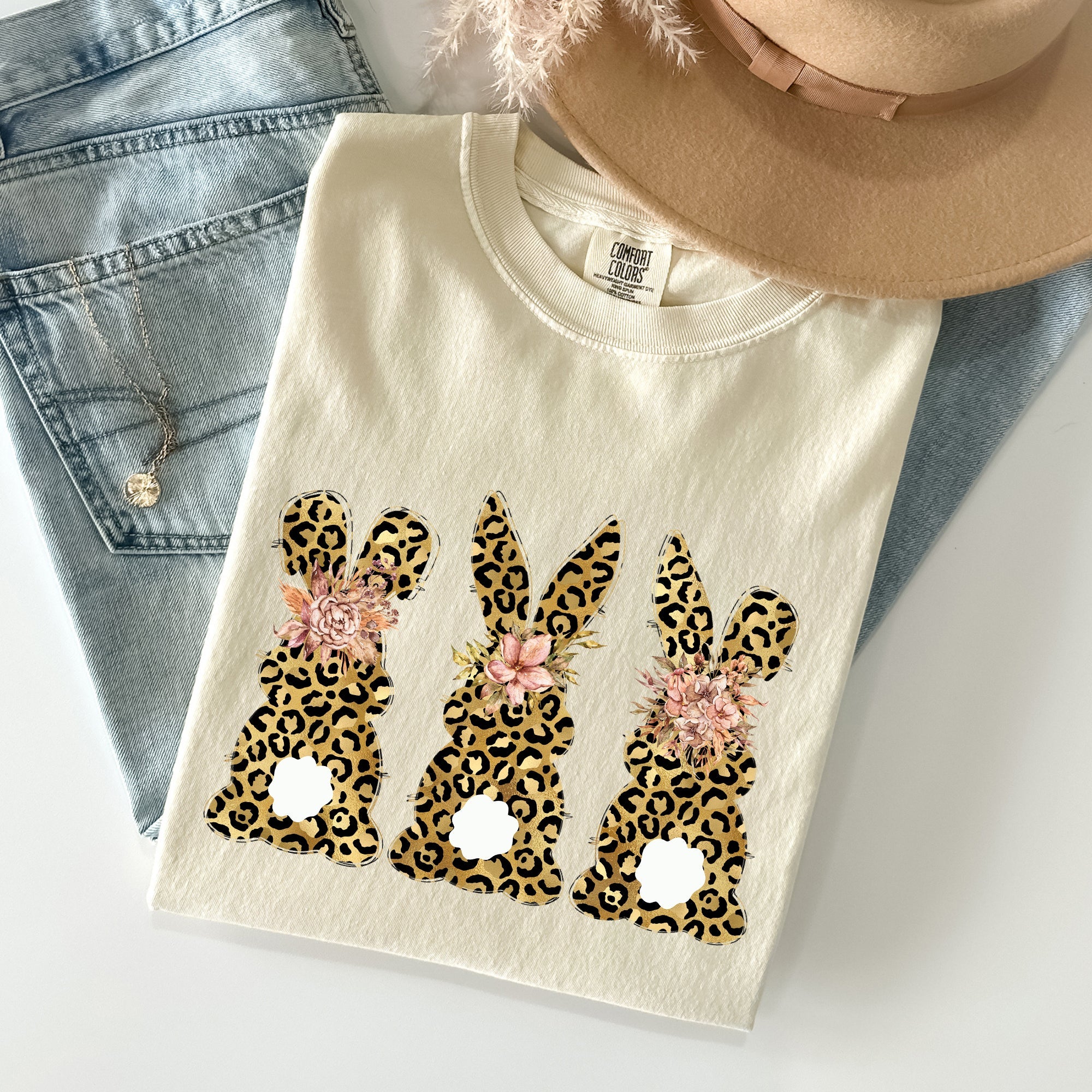 Leopard Print Easter Bunnies Easter Rabbit Collection For Spring Holidays Comfort Colors Tee