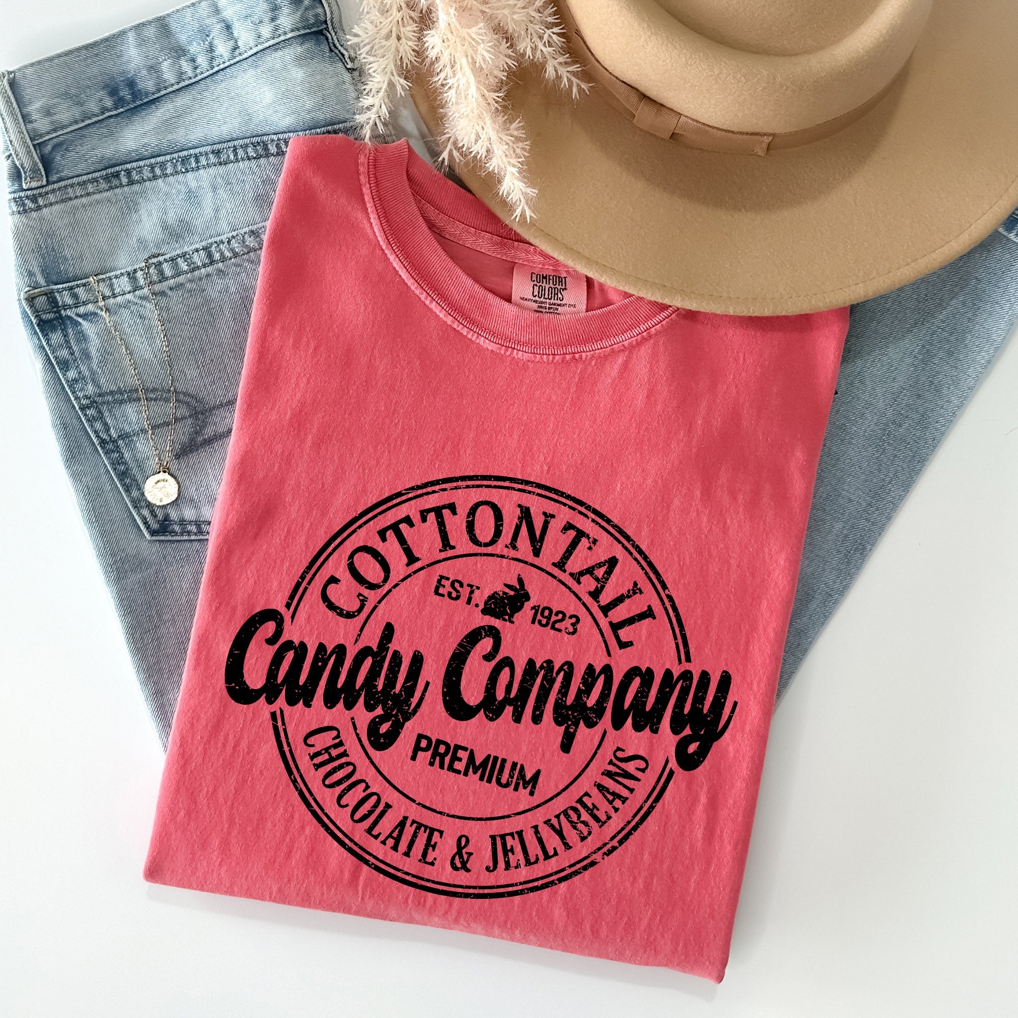 Cottontail Candy Company Retro Sign Easter Vintage Classic Artwork Comfort Colors Tee