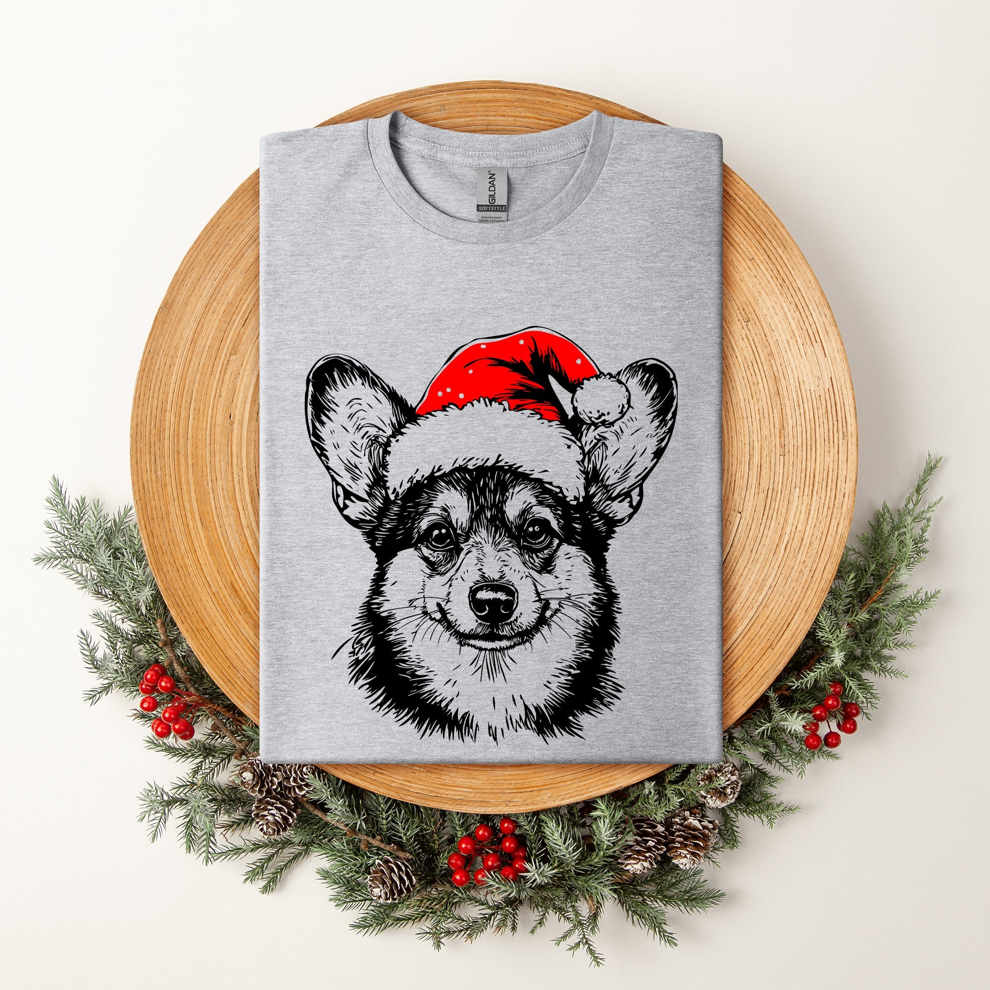 Corgi Santa Christmas Pup For Dog Lovers Everywhere Merry Holiday Spirit Comfort Colors Tee