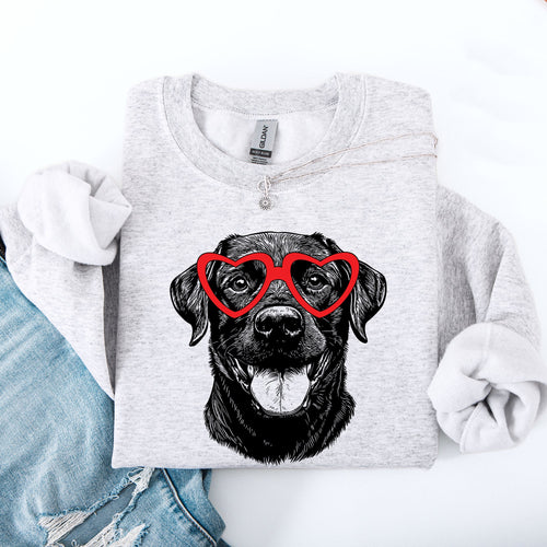 Black Lab Valentine Heart Paw Print Edition For Dog Lovers Forever Graphic Sweatshirt